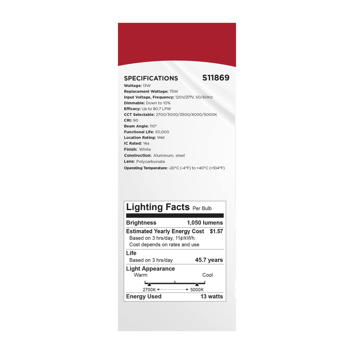 13WLED/6/CFR/CCT/SLF/RD/FL/RND - S11869