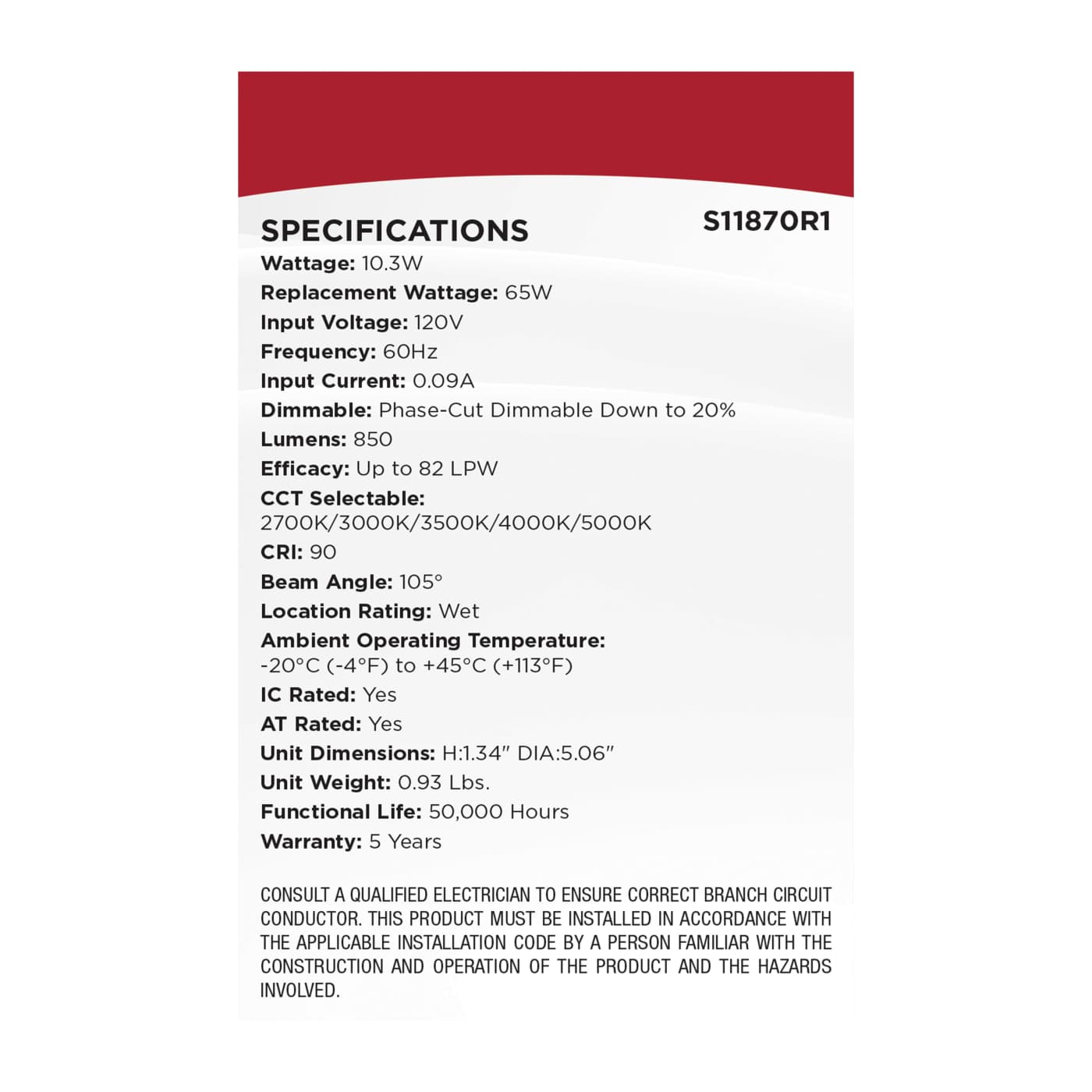 10WLED/DW/4/CCT-SEL/RND/RD/WH - S11870R1