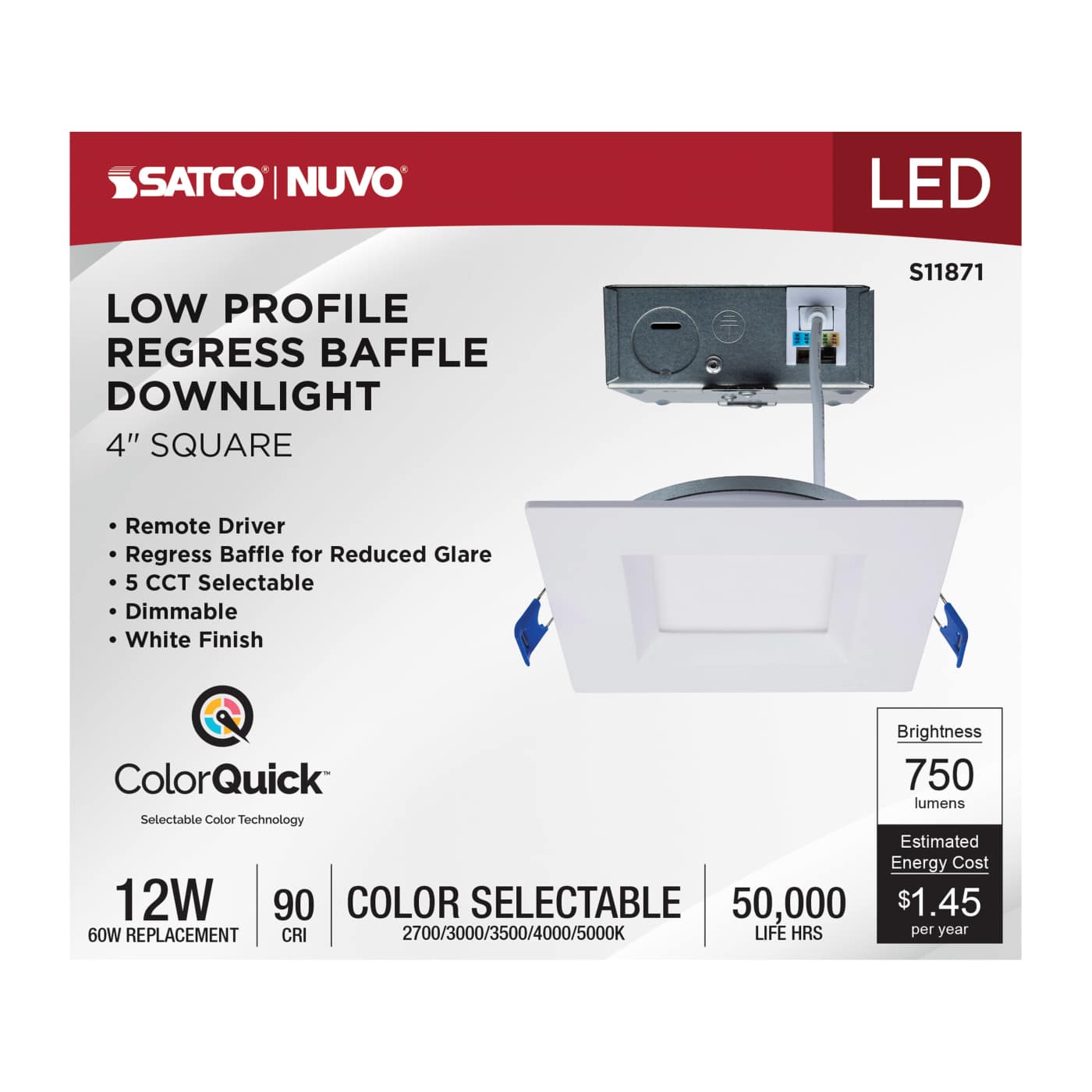 12WLED/DW/4/CCT-SEL/SQ/RD/WH - S11871