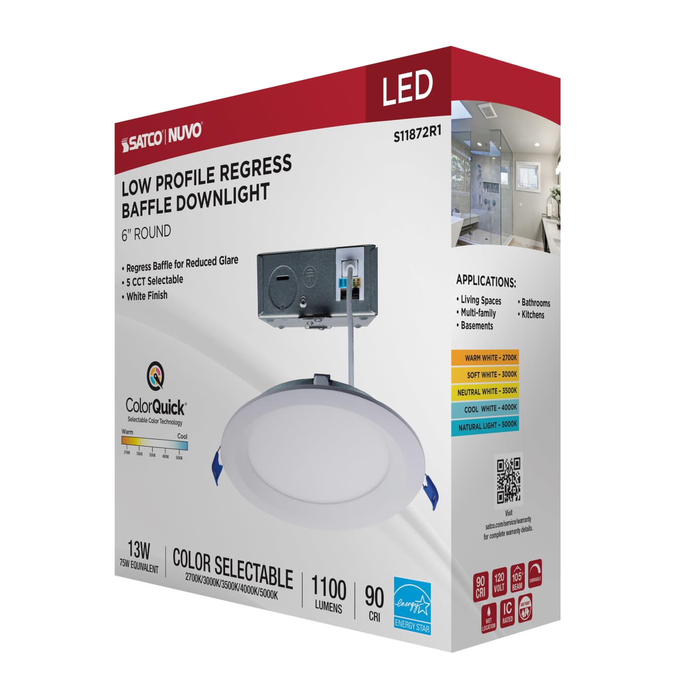 13WLED/DW/6/CCT-SEL/RND/RD/WH - S11872R1