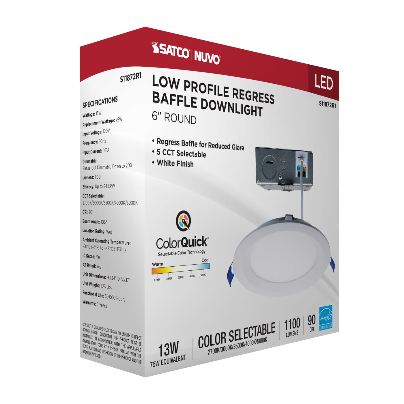 13WLED/DW/6/CCT-SEL/RND/RD/WH - S11872R1