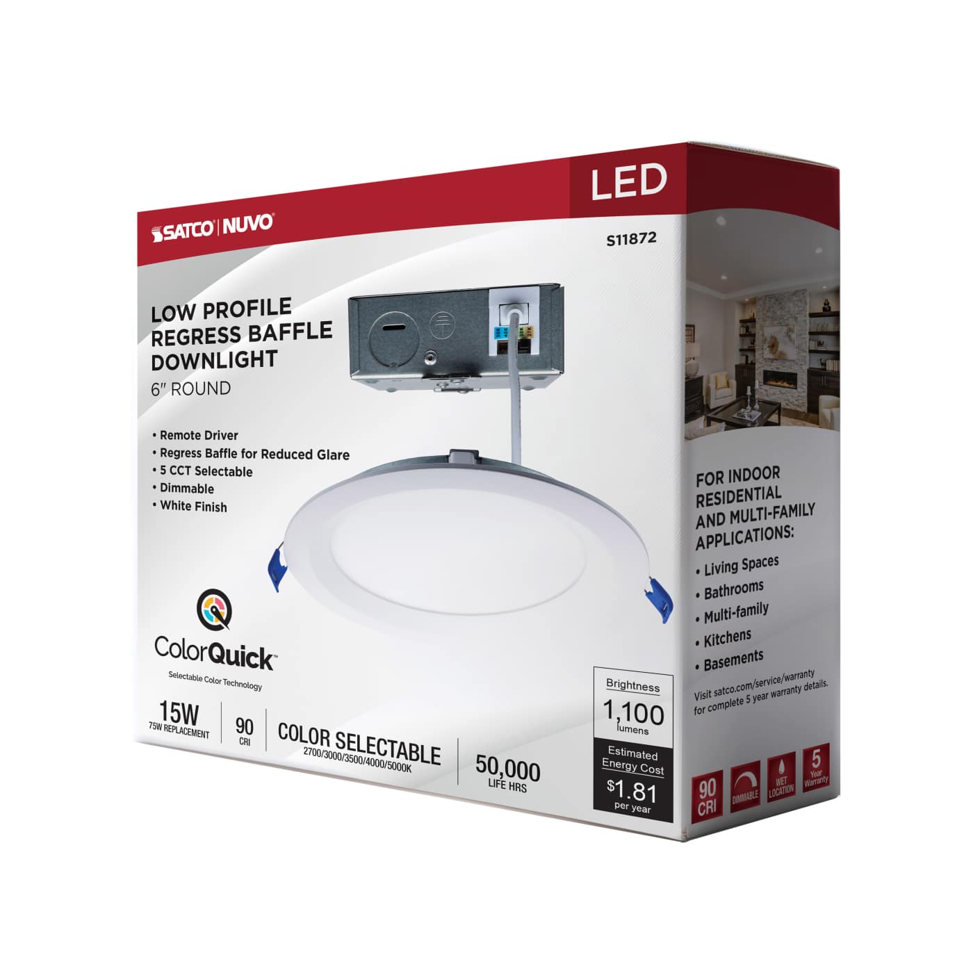 15WLED/DW/6/CCT-SEL/RND/RD/WH - S11872