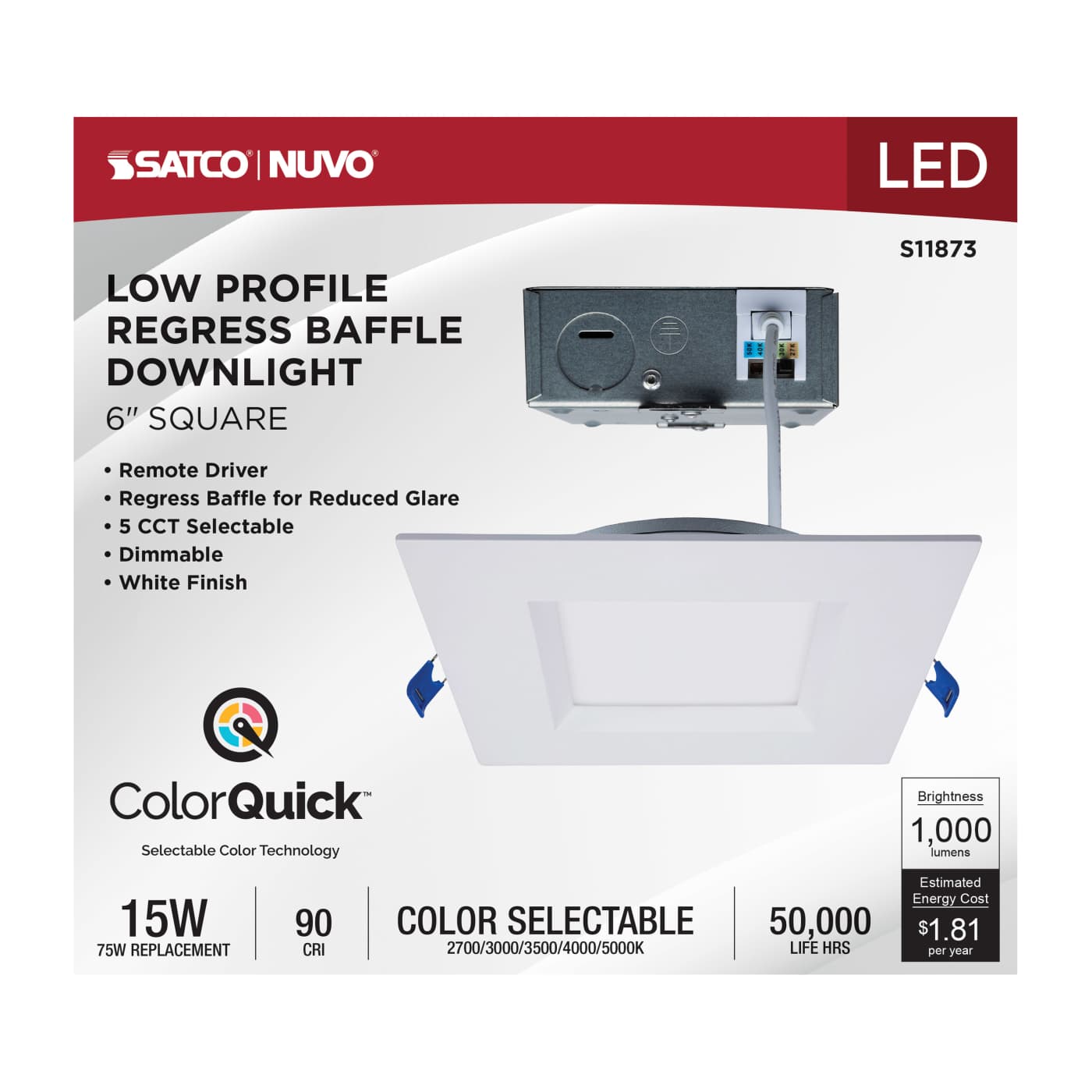 15WLED/DW/6/CCT-SEL/SQ/RD/WH - S11873