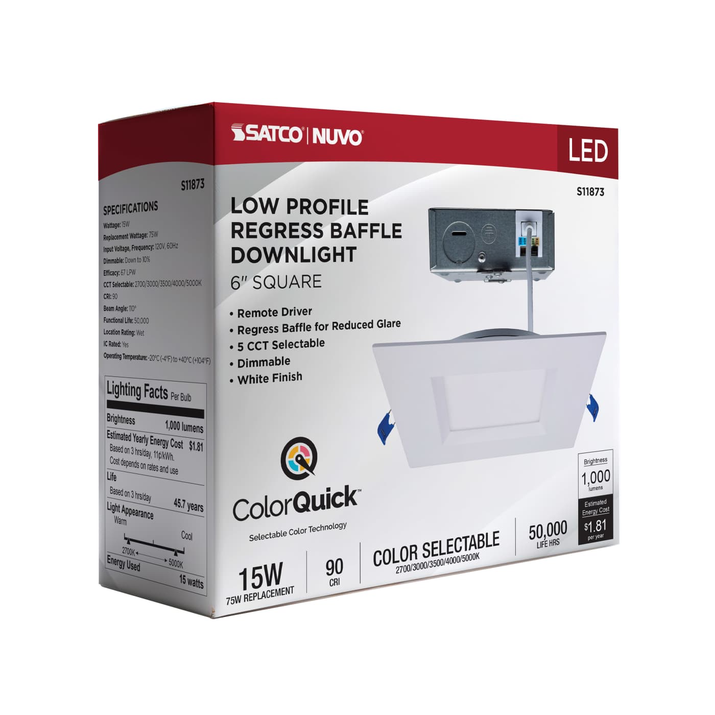 15WLED/DW/6/CCT-SEL/SQ/RD/WH - S11873