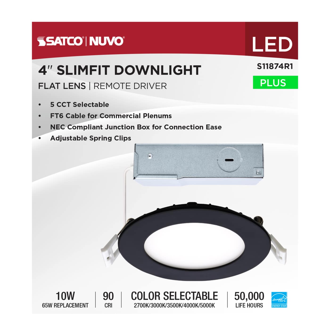 10WLED/DW/4/CCT-SEL/RND/RD/BK - S11874R1