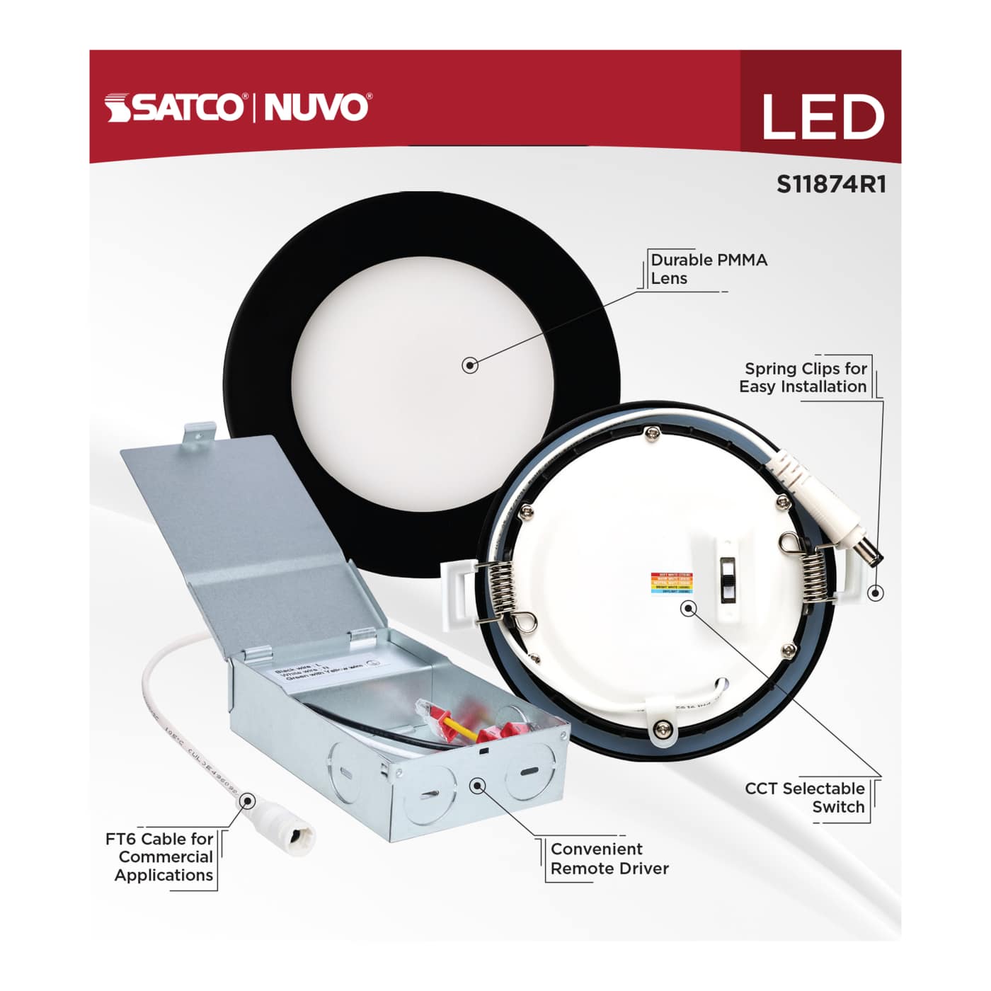 10WLED/DW/4/CCT-SEL/RND/RD/BK - S11874R1