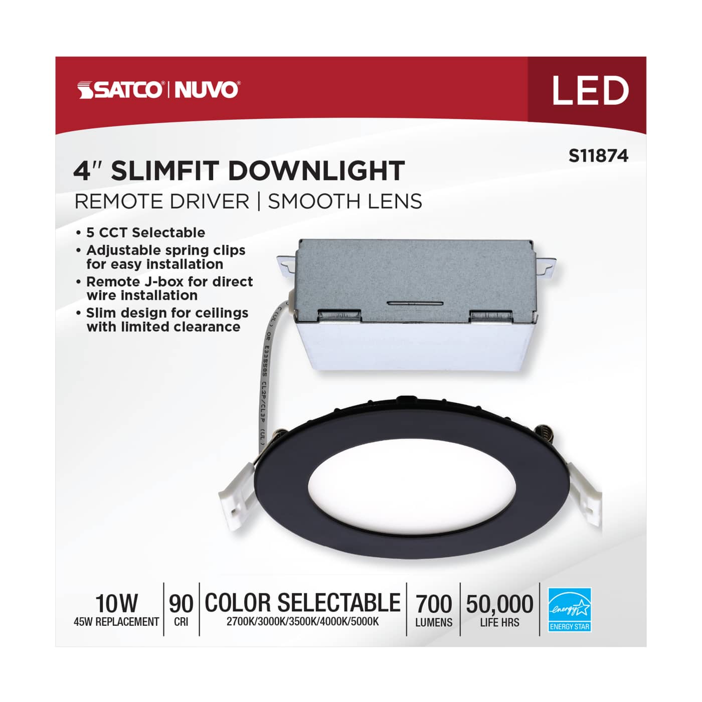 10WLED/DW/4/CCT-SEL/RND/RD/BK - S11874