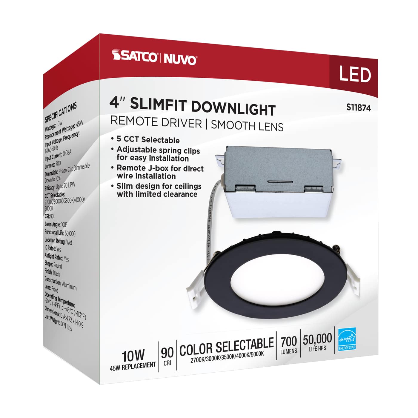 10WLED/DW/4/CCT-SEL/RND/RD/BK - S11874