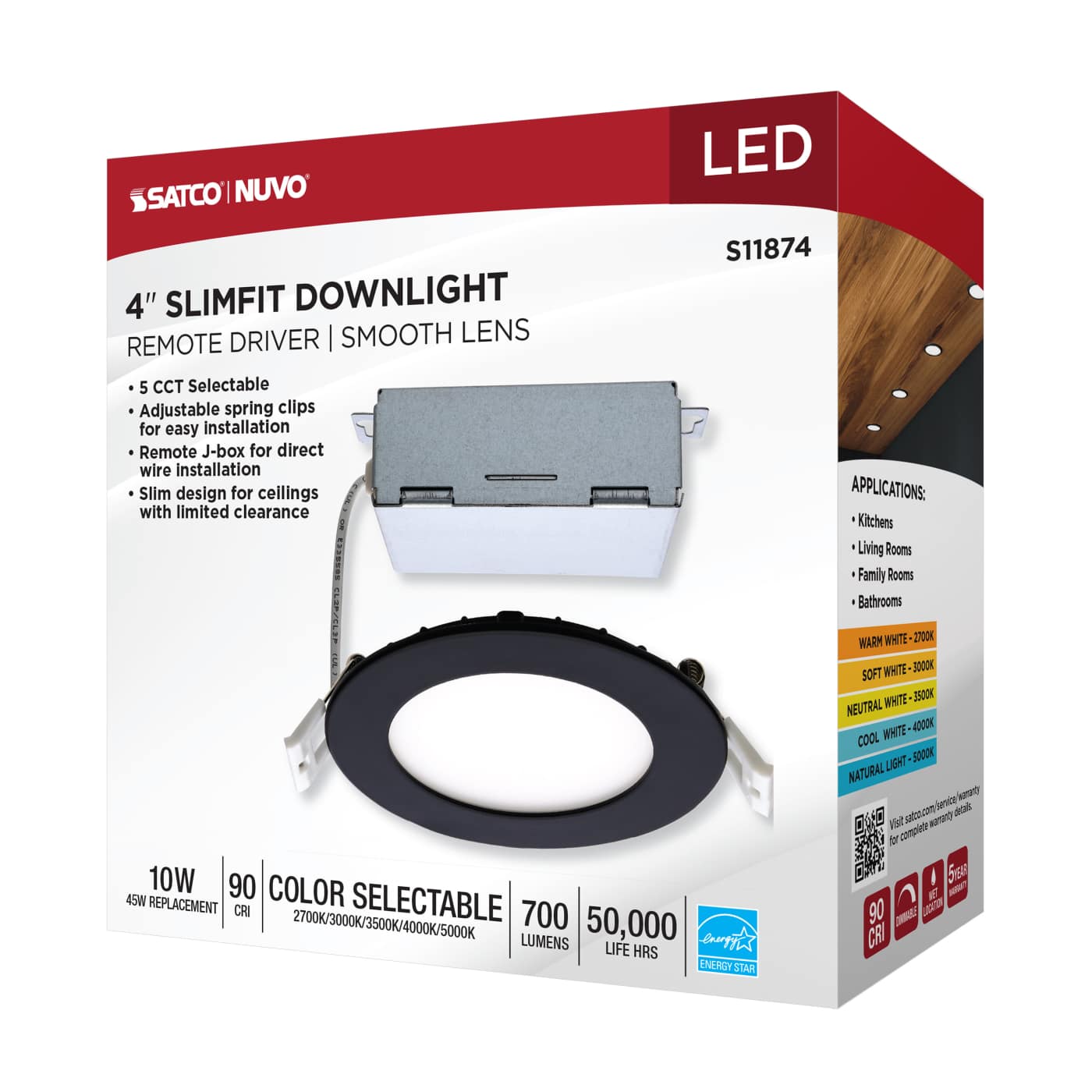 10WLED/DW/4/CCT-SEL/RND/RD/BK - S11874