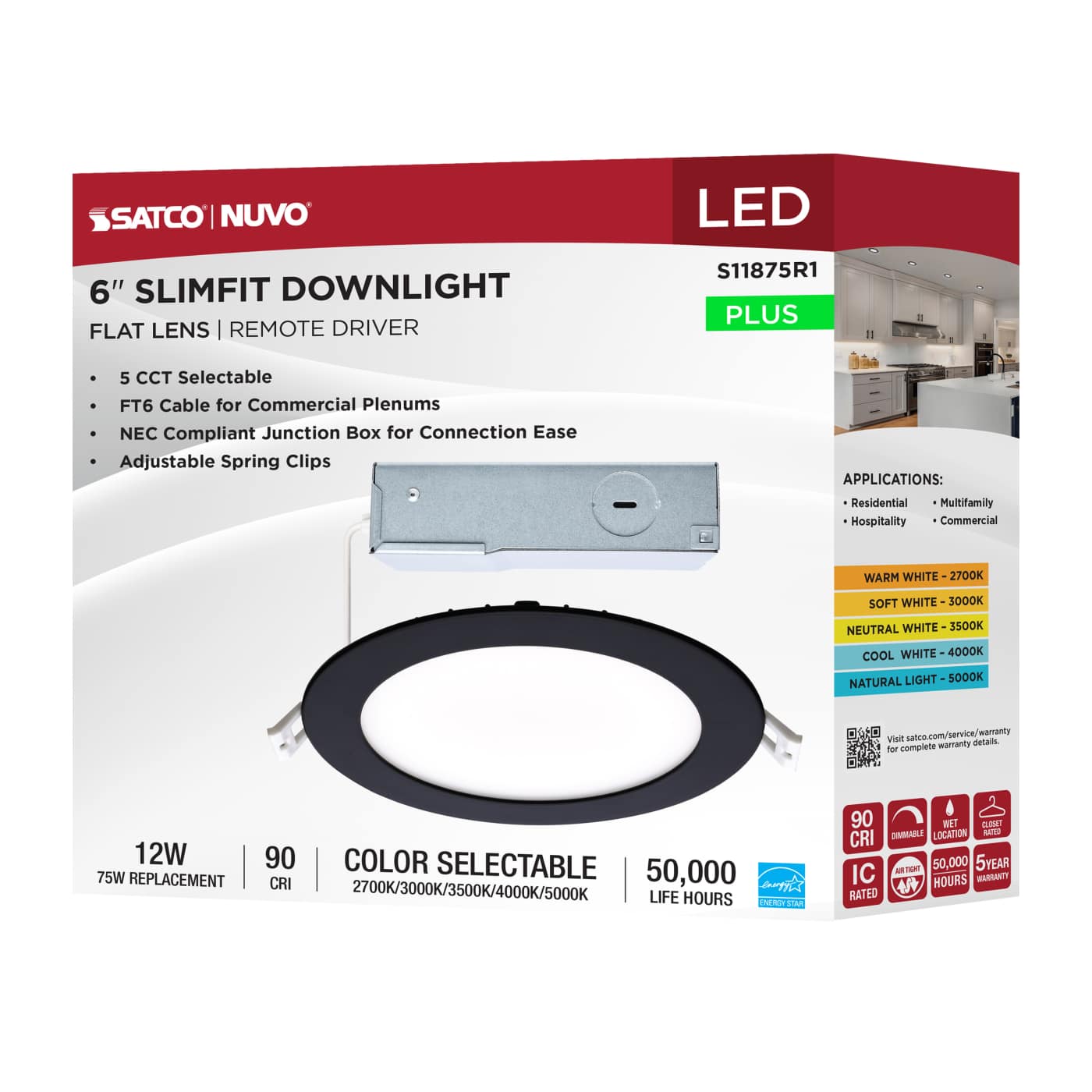 12WLED/DW/6/CCT-SEL/RND/RD/BK - S11875R1