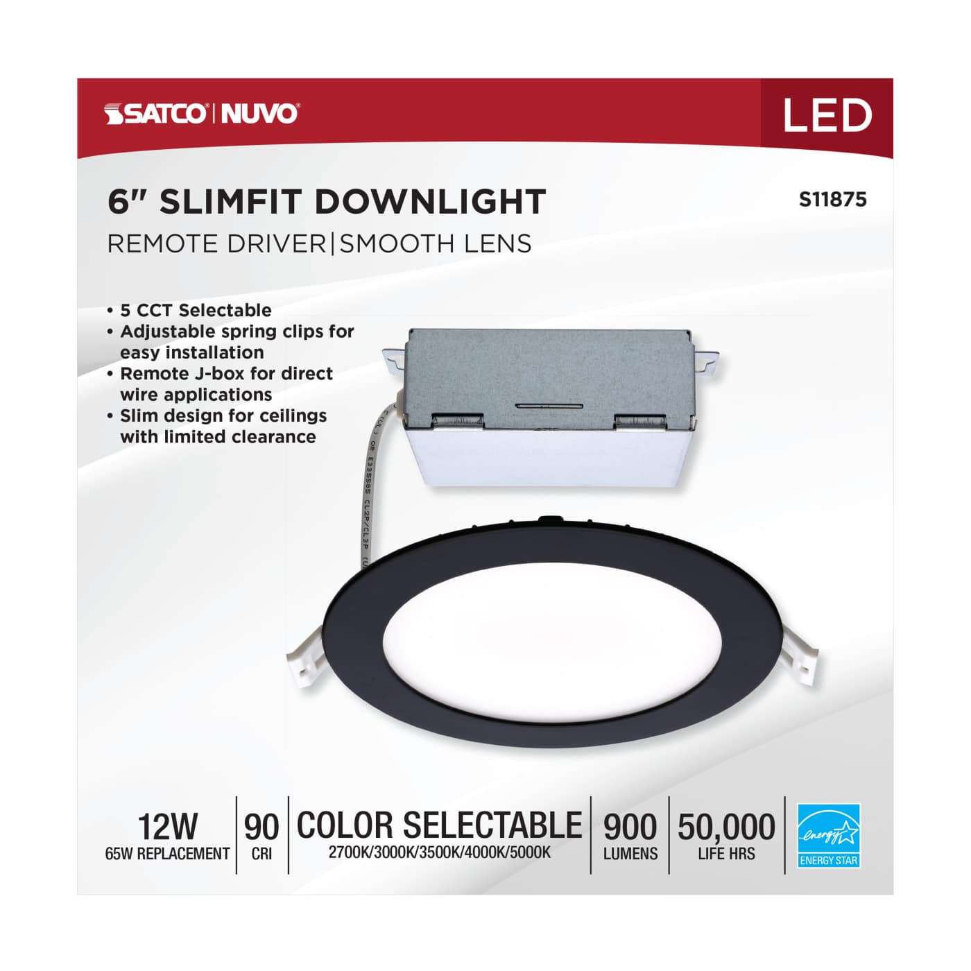 12WLED/DW/6/CCT-SEL/RND/RD/BK - S11875