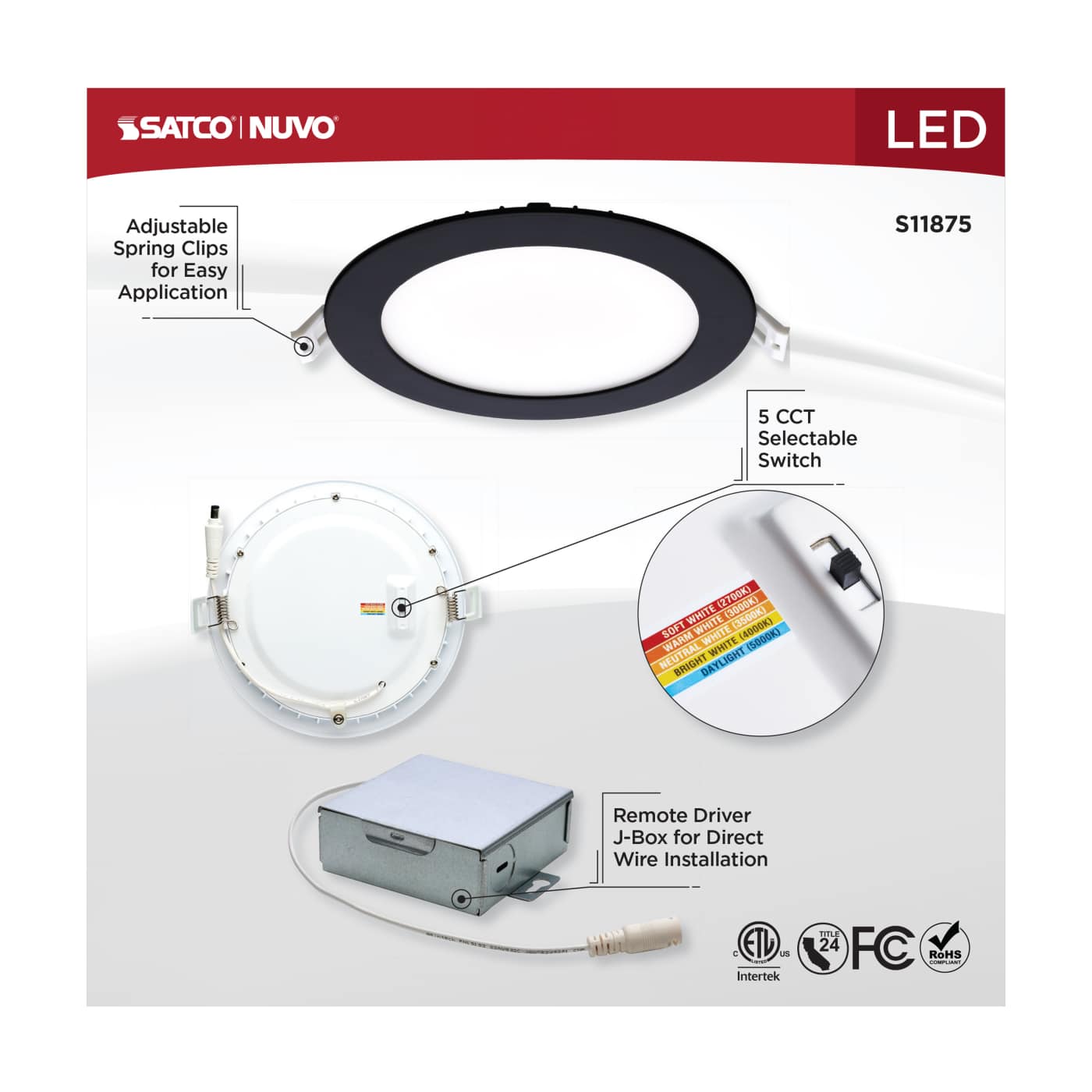 12WLED/DW/6/CCT-SEL/RND/RD/BK - S11875