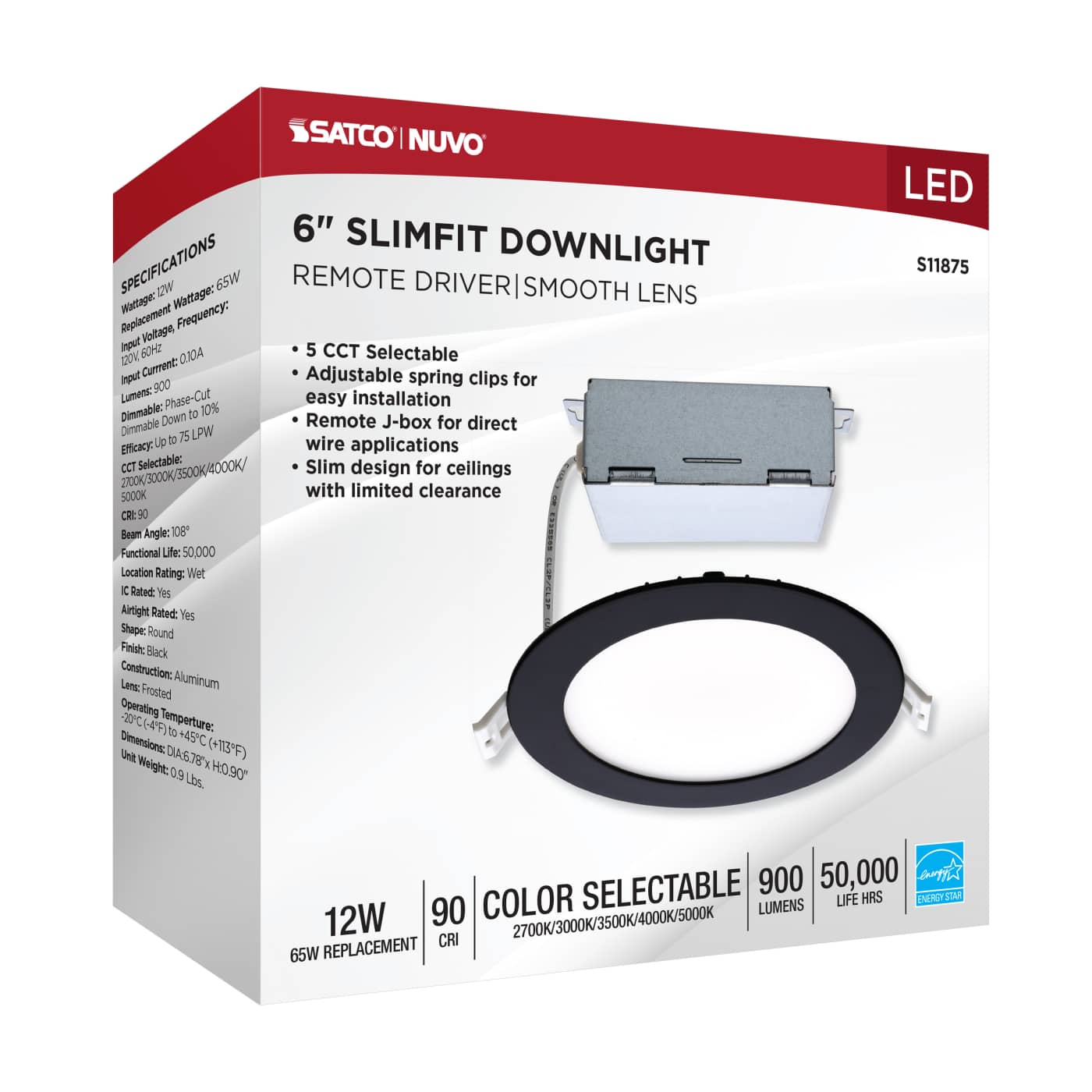 12WLED/DW/6/CCT-SEL/RND/RD/BK - S11875