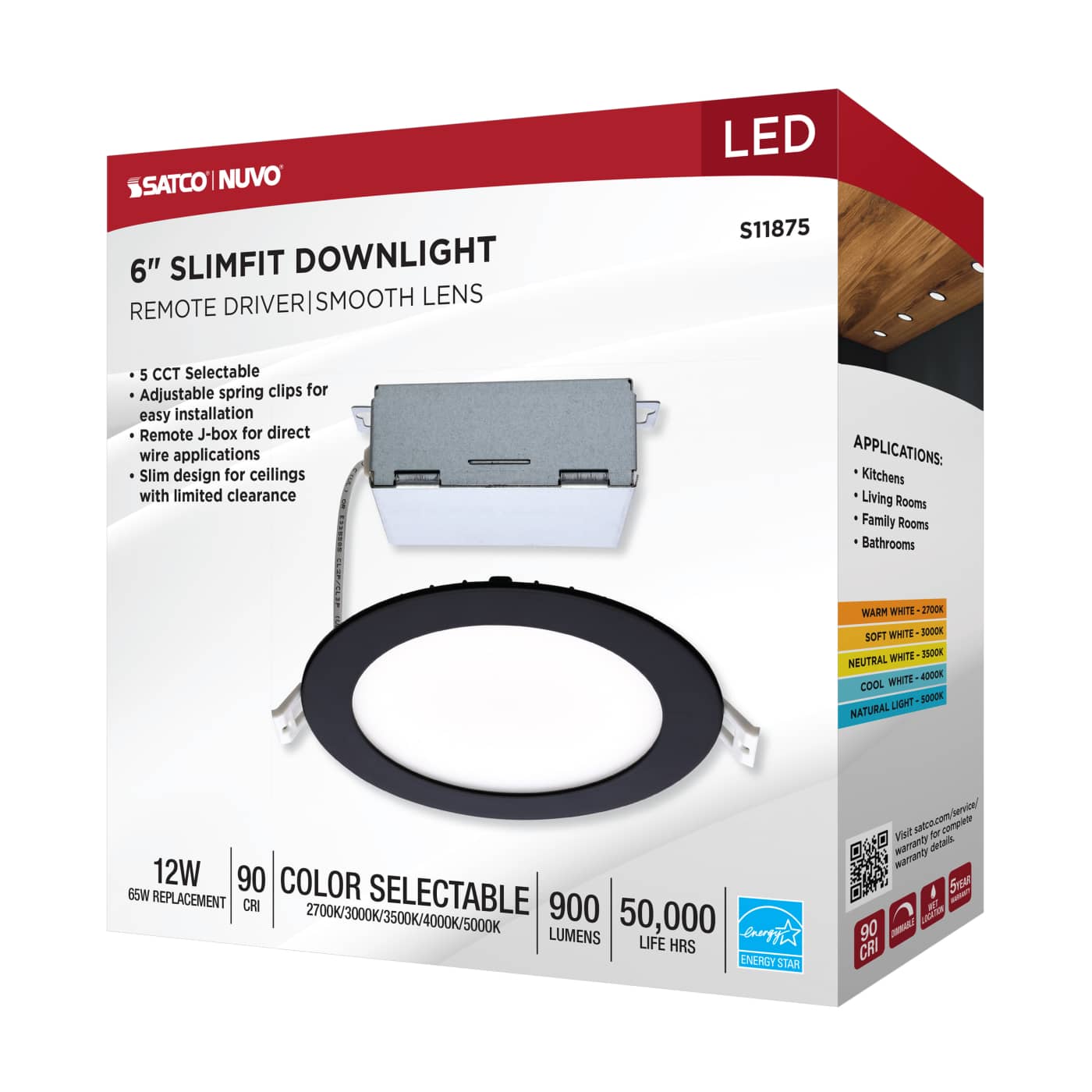 12WLED/DW/6/CCT-SEL/RND/RD/BK - S11875