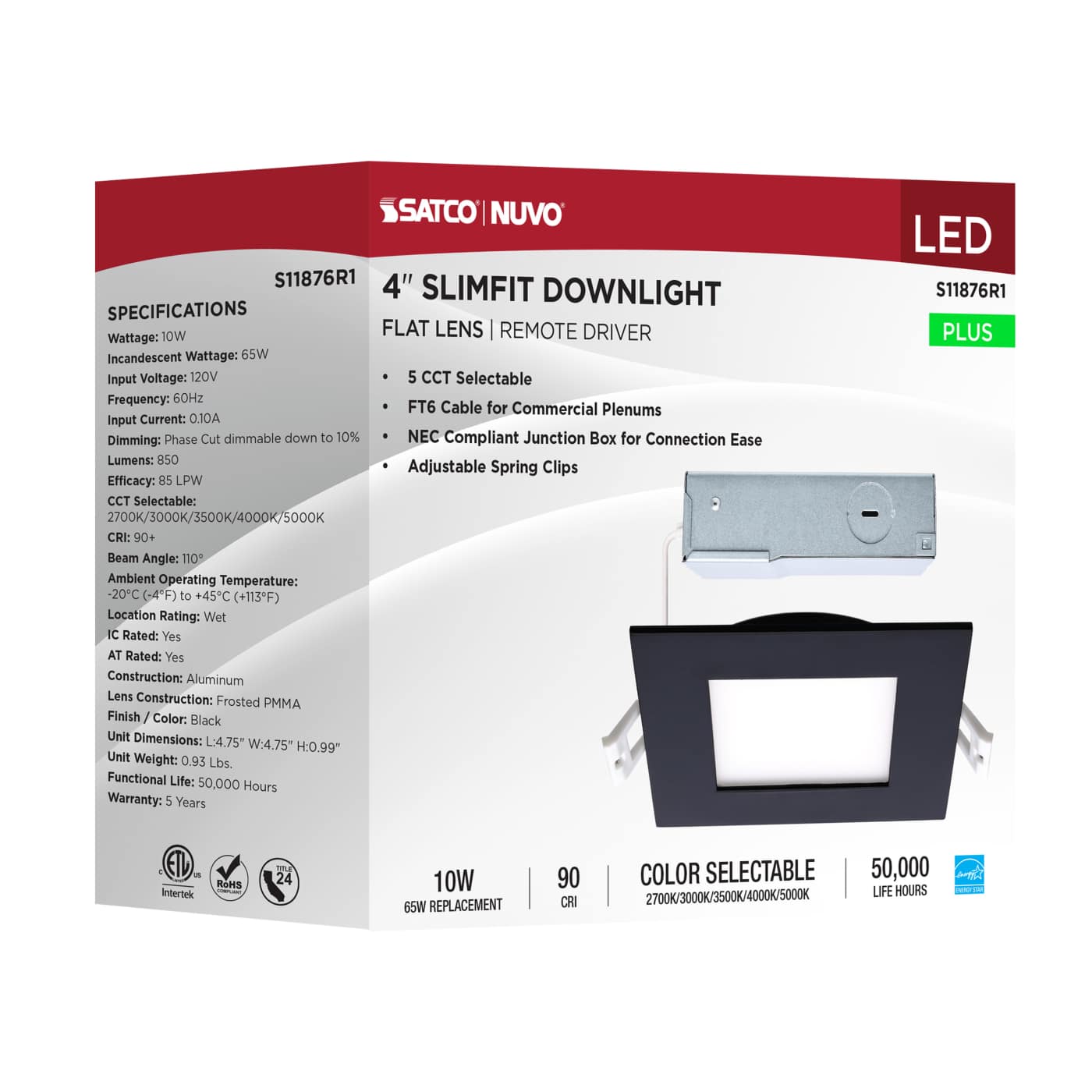 10WLED/DW/4/CCT-SEL/SQ/RD/BK - S11876R1