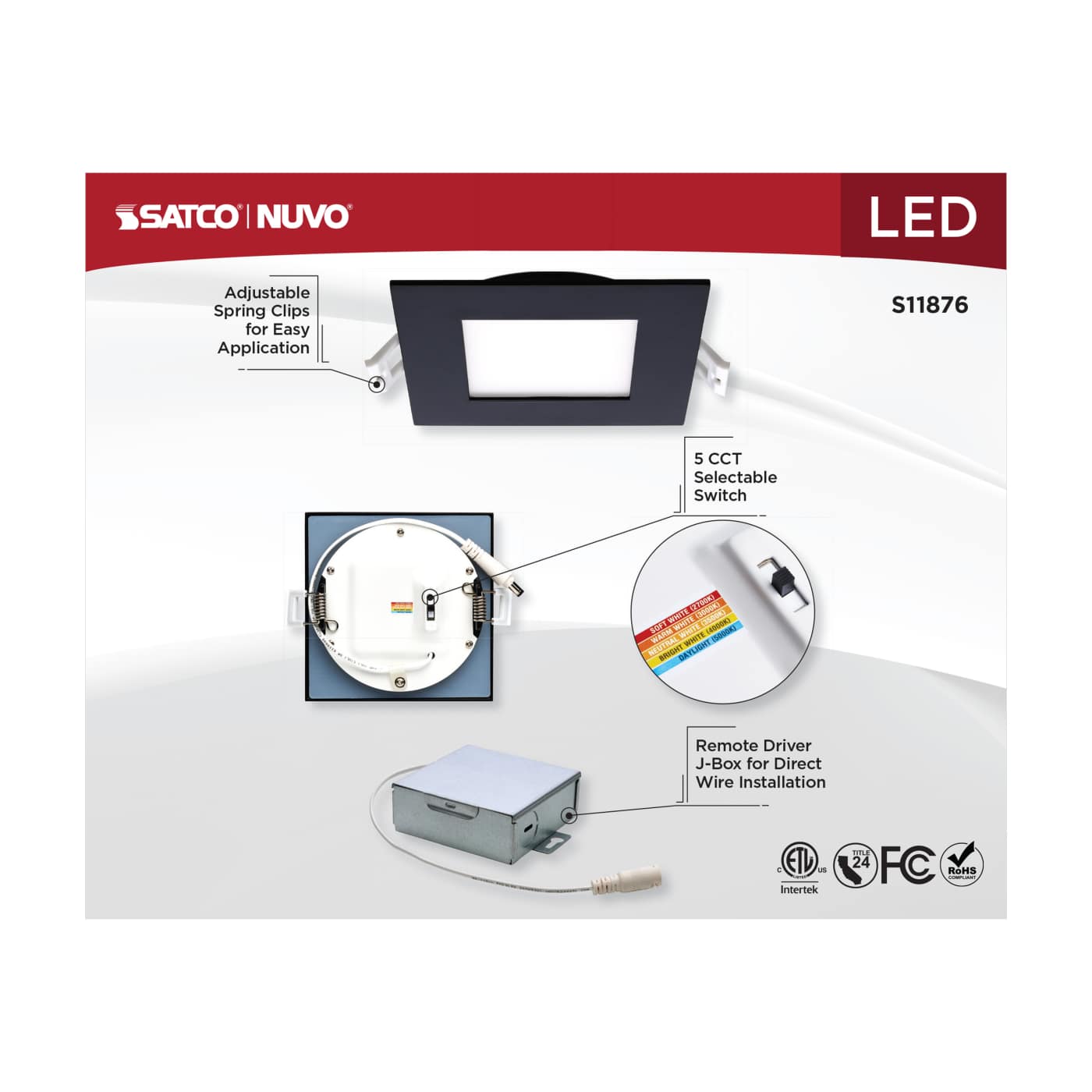 10WLED/DW/4/CCT-SEL/SQ/RD/BK - S11876