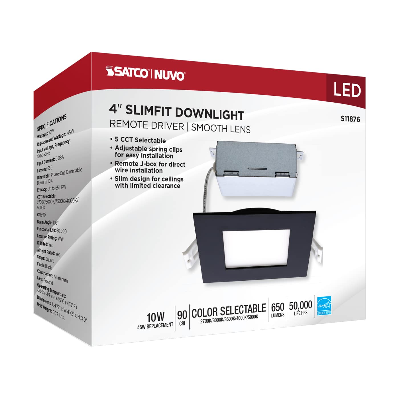 10WLED/DW/4/CCT-SEL/SQ/RD/BK - S11876