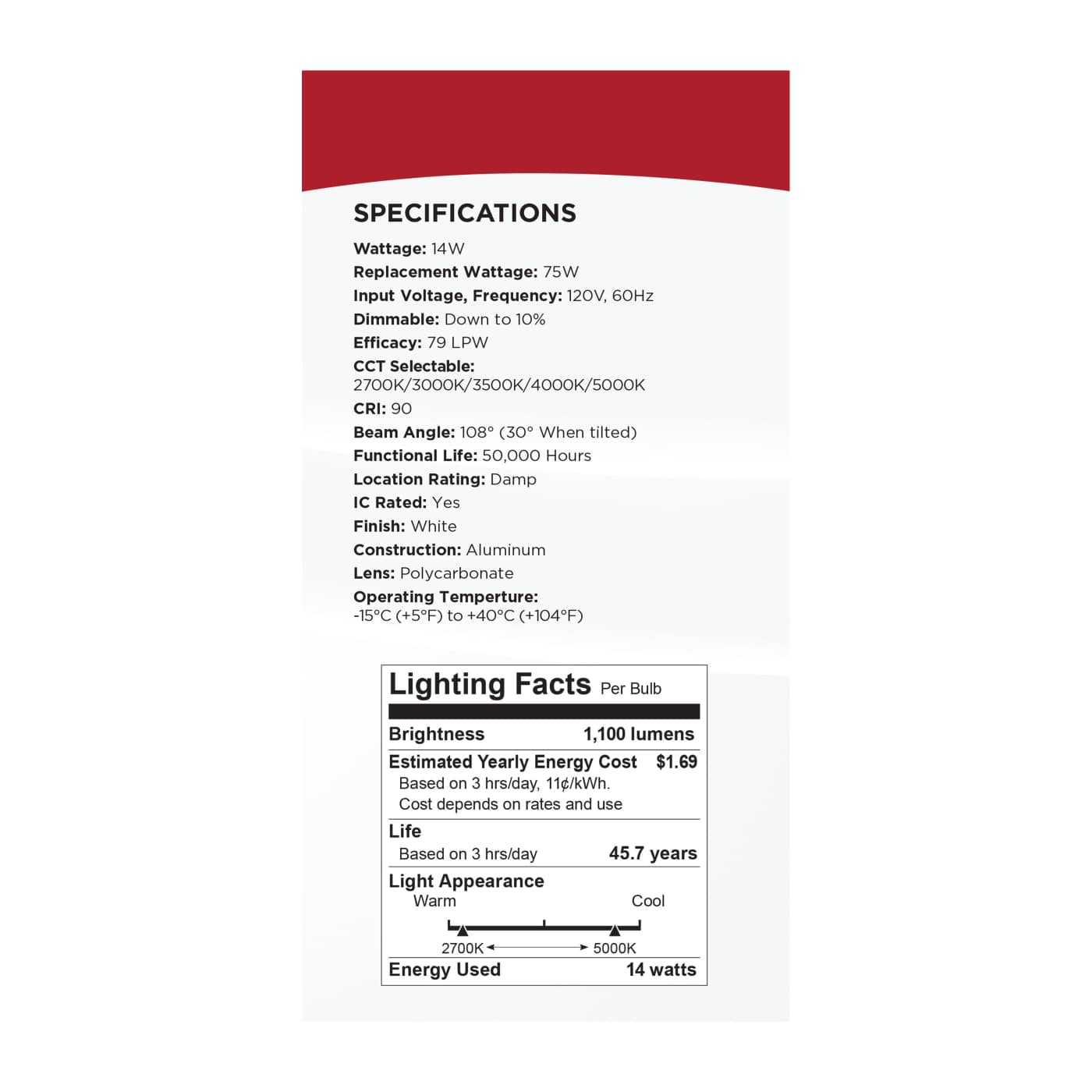 14WLED/6/CCT/LP/RD/DIR/FL - S11879