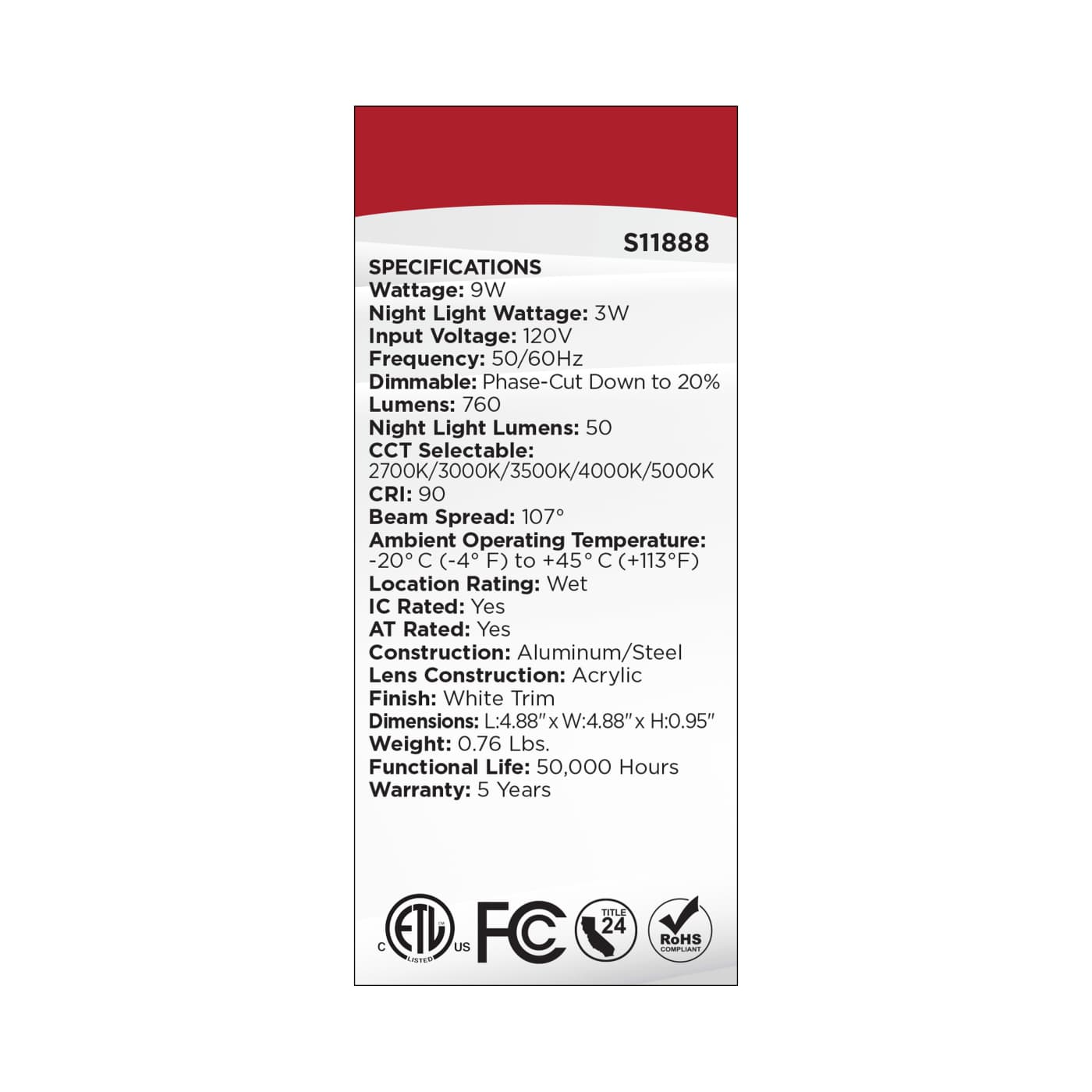 9WLED/DW/4/CCT-SEL/SQ/RD/NL - S11888