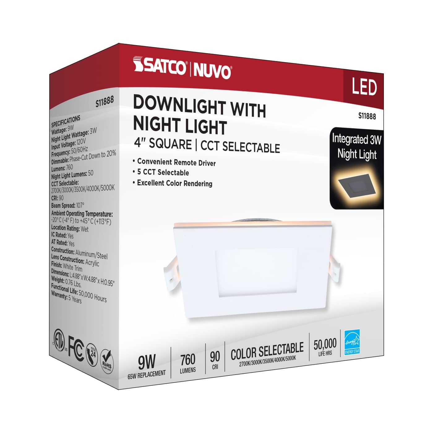 9WLED/DW/4/CCT-SEL/SQ/RD/NL - S11888