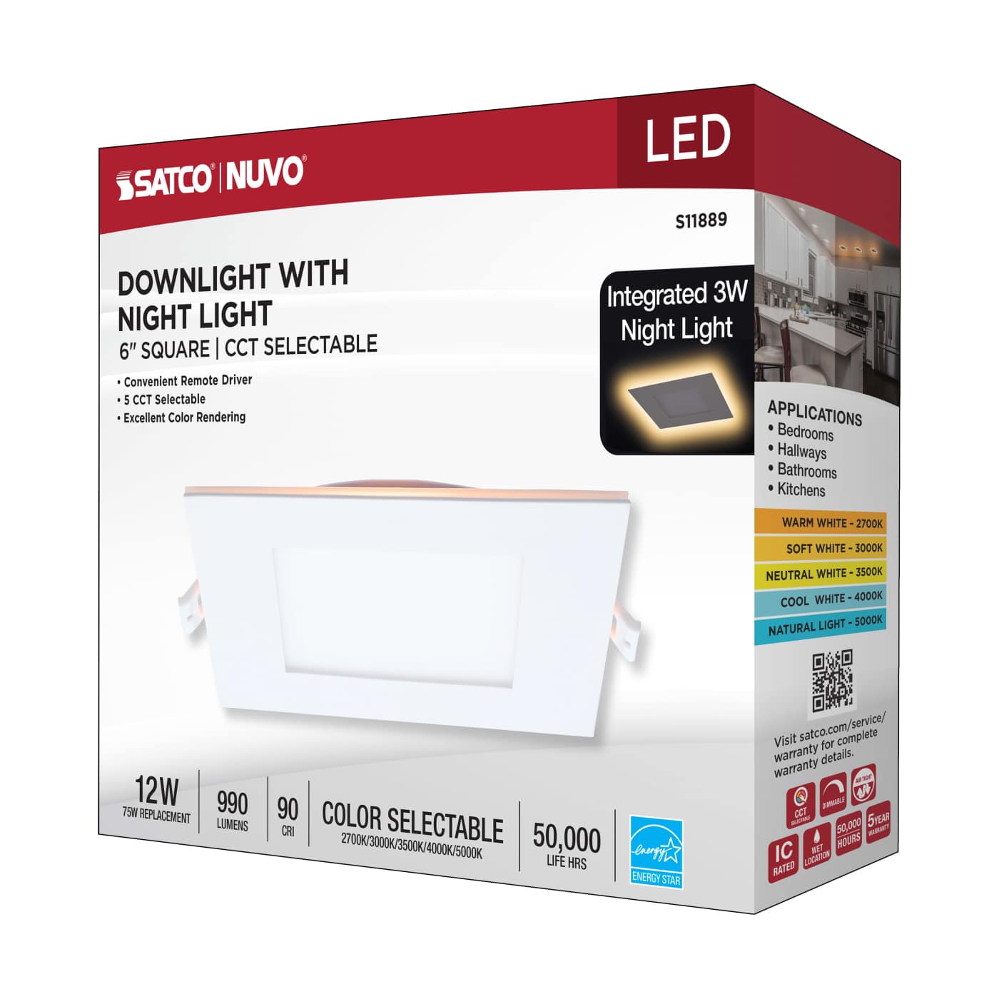 12WLED/DW/6/CCT-SEL/SQ/RD/NL - S11889