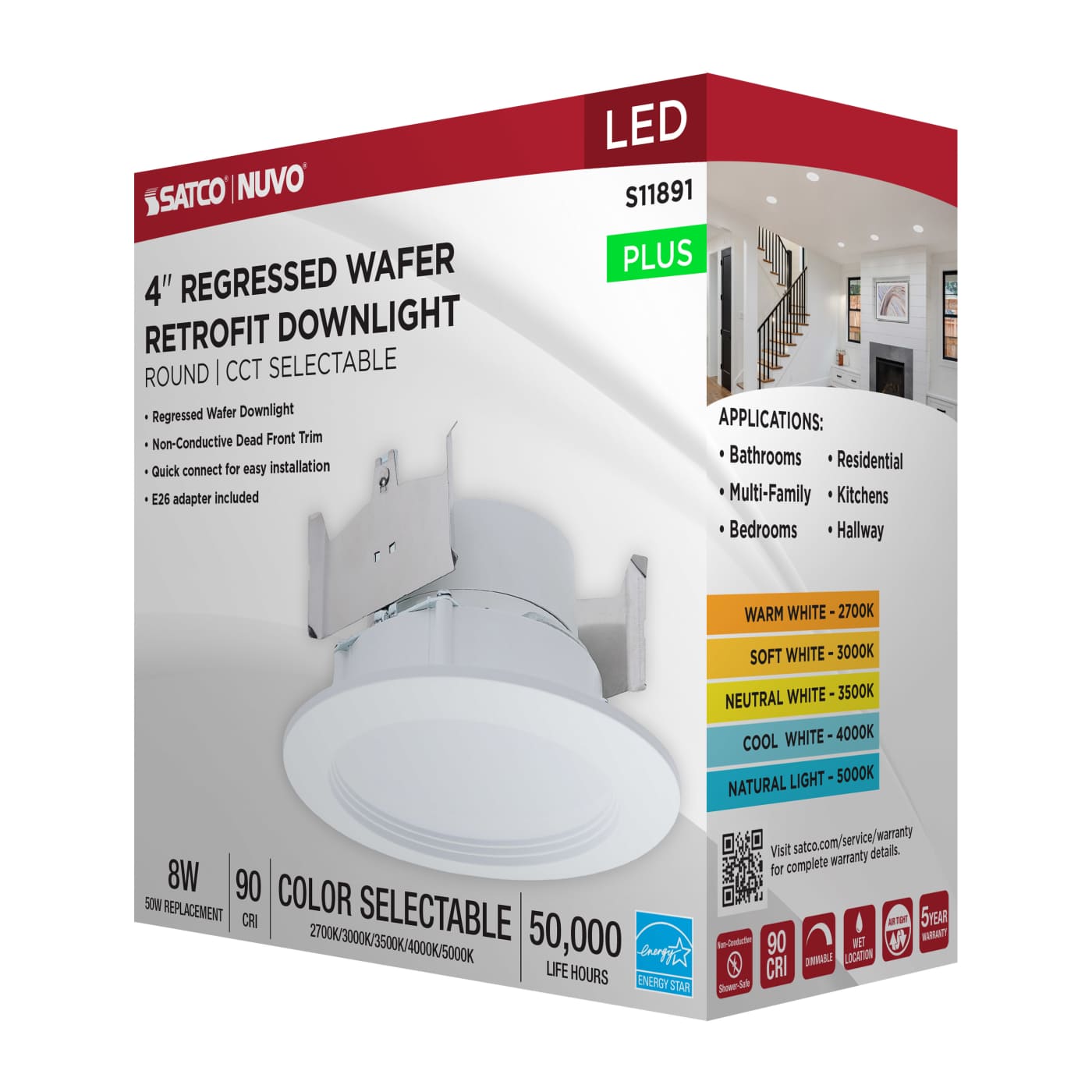 8WLED/DLR/4/CCT-SEL/WR/RND/WH - S11891