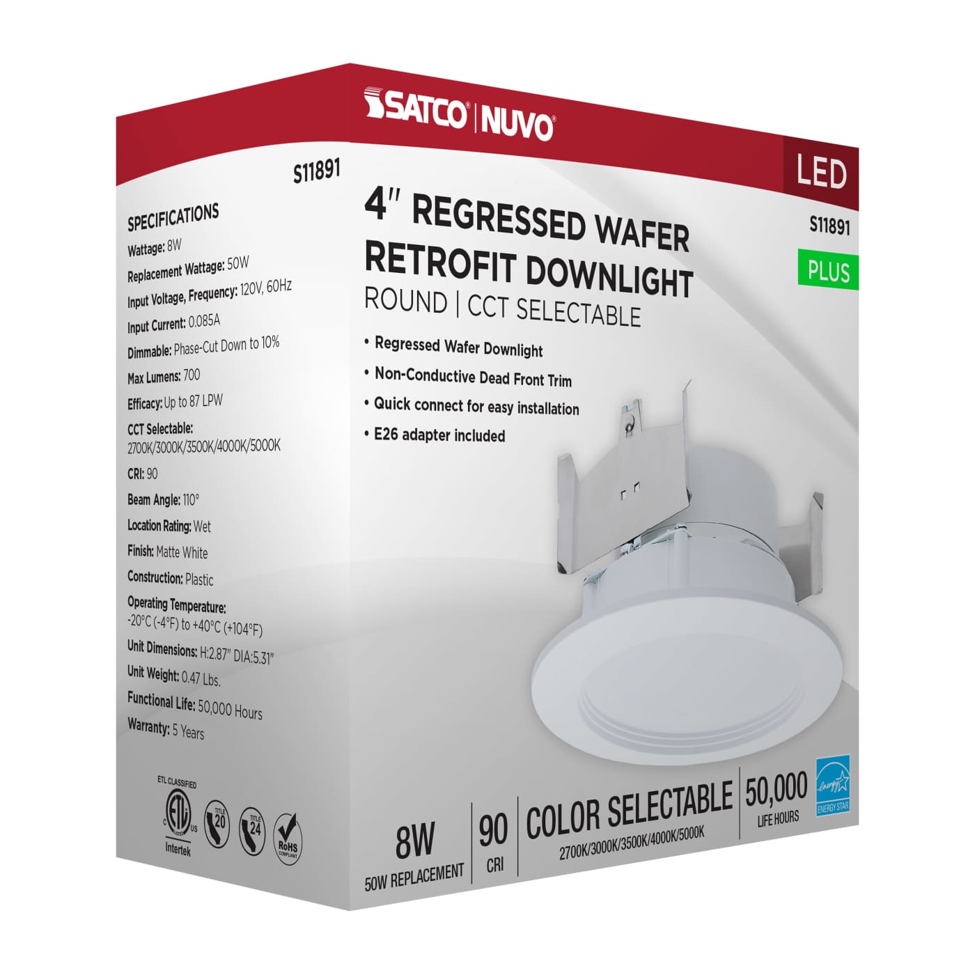 8WLED/DLR/4/CCT-SEL/WR/RND/WH - S11891