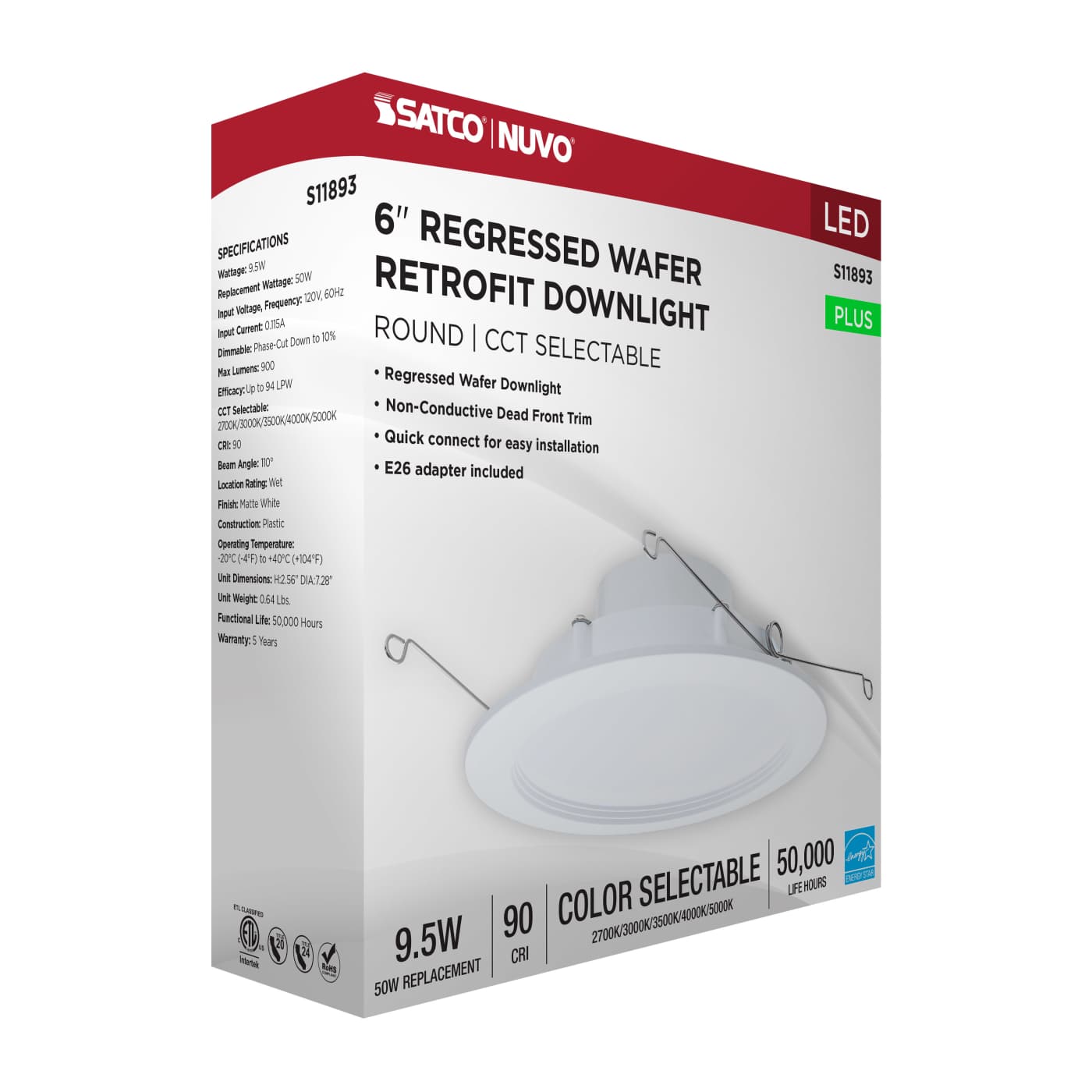 10WLED/DLR/6/CCT-SEL/WR/RND/WH - S11893