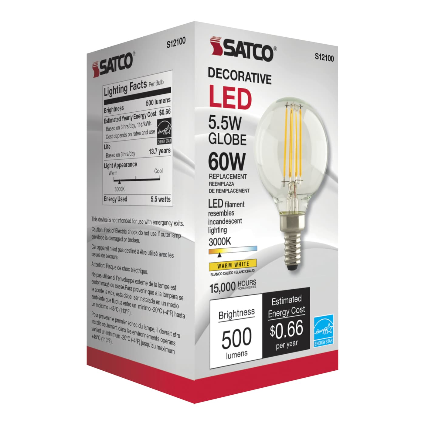 5.5G16.5/LED/CL/3K/120V/E12 - S12100