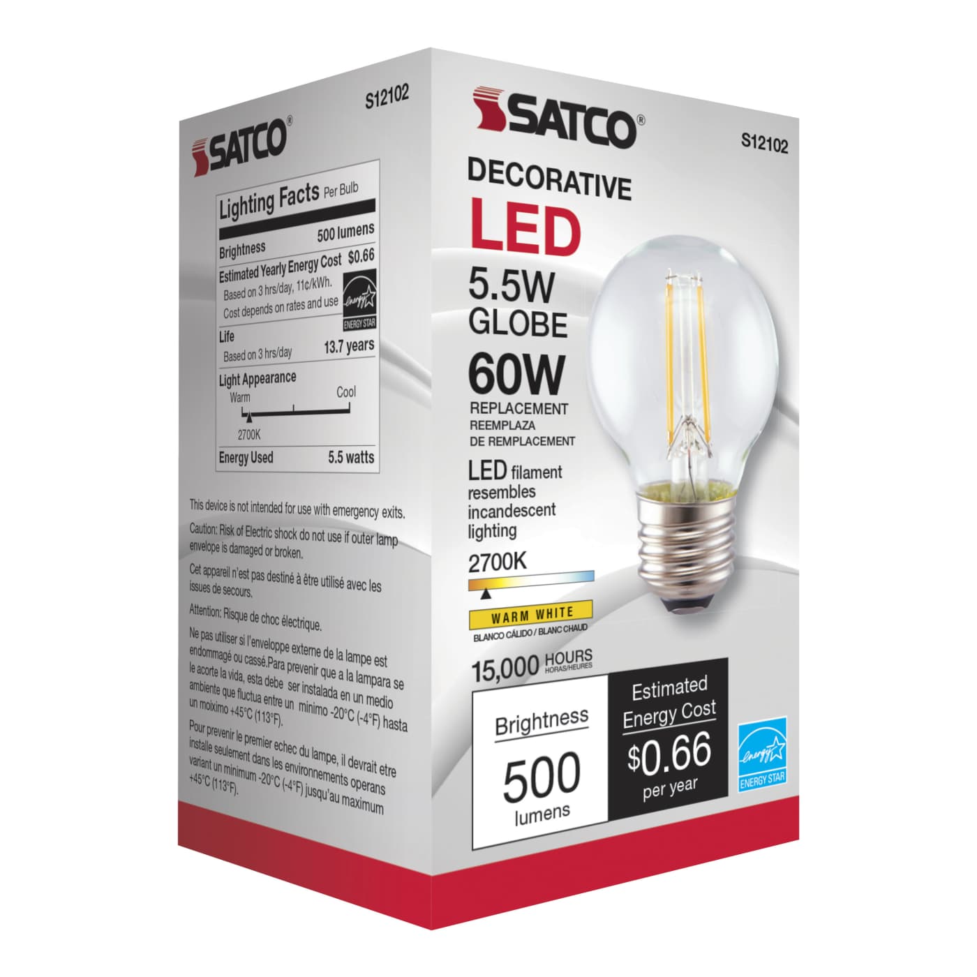 5.5G16.5/LED/CL/27K/120V/E26 - S12102
