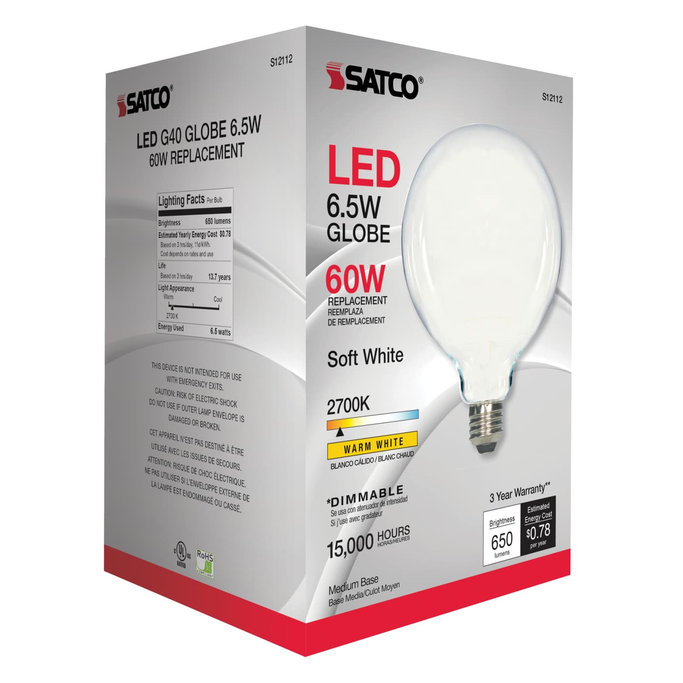 6.5G40/SW/LED/E26/27K/120V - S12112