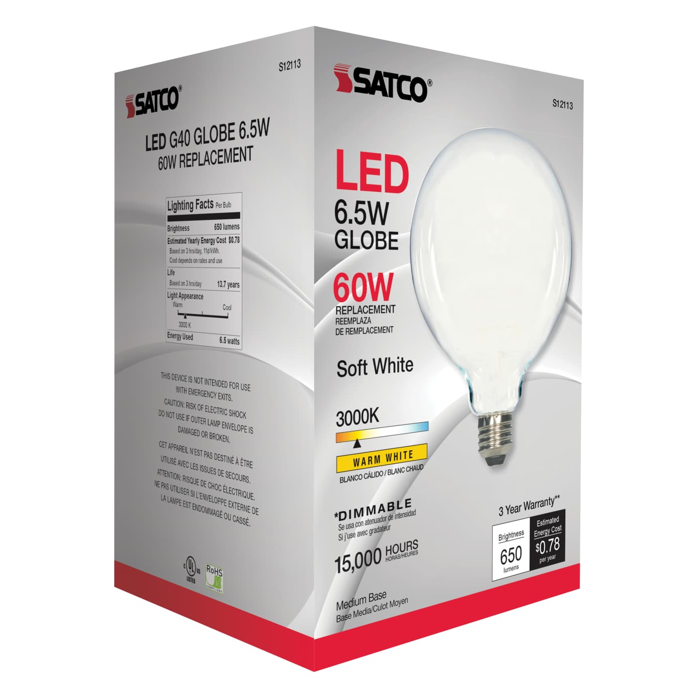 6.5G40/SW/LED/E26/3K/120V - S12113