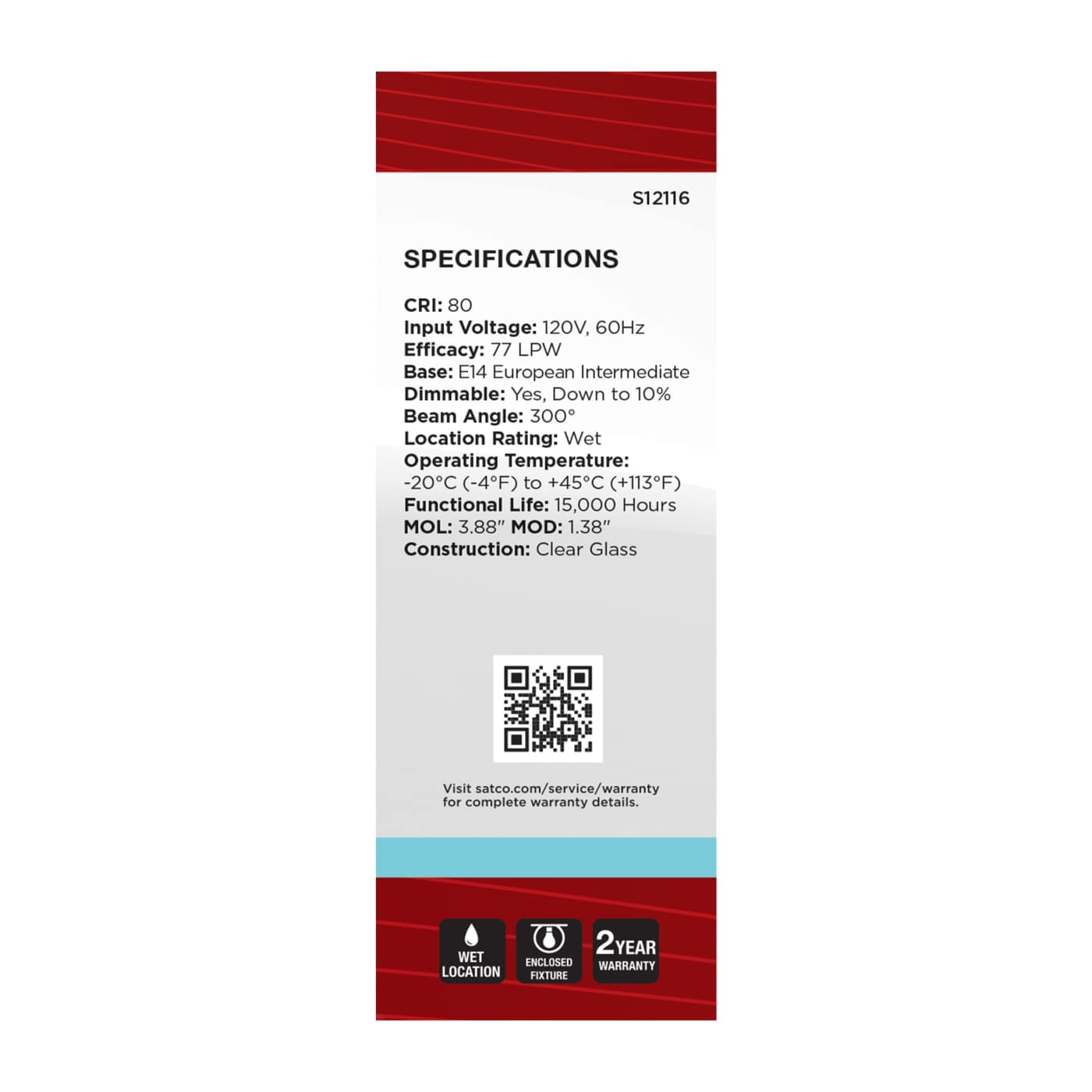 4.5W/TORP/EURO-E14/CL/840/120V - S12116