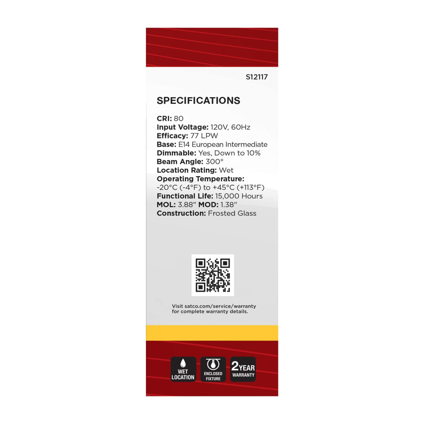 4.5W/TORP/EURO-E14/FR/830/120V - S12117