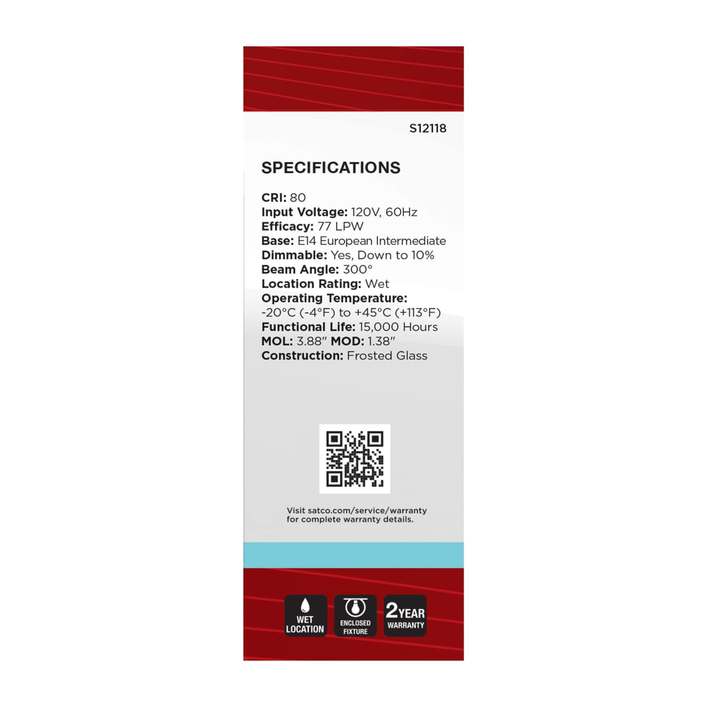 4.5W/TORP/EURO-E14/FR/840/120V - S12118