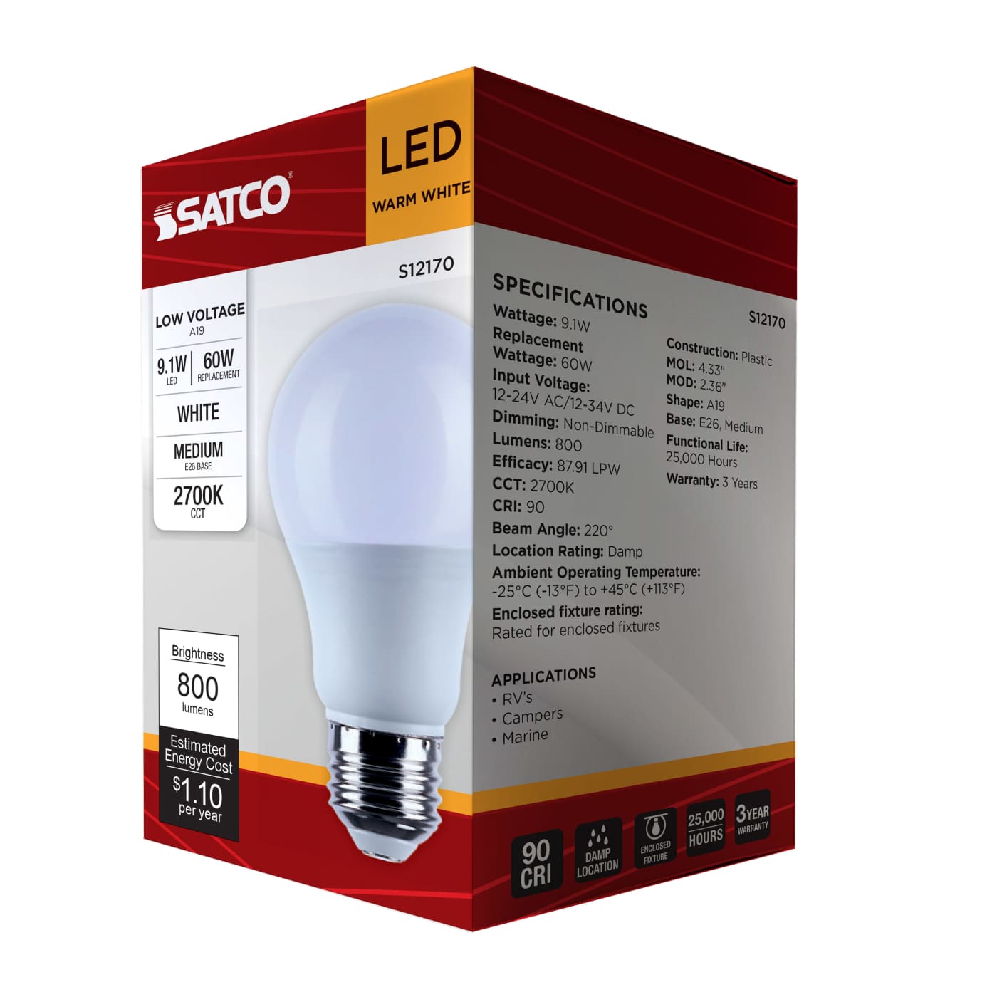 9.1A19L/927/E26/PWHF/12-34V/ND - S12170