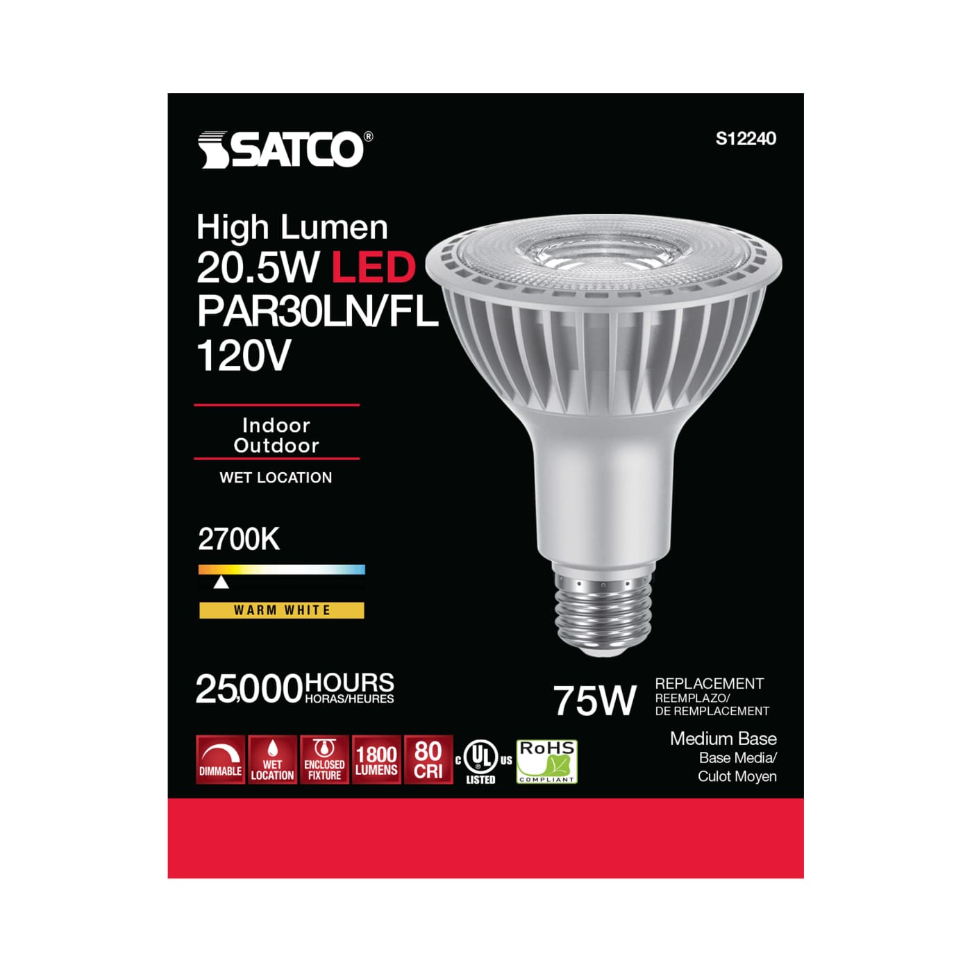 20.5PAR30LN/LED/827/HL/120V/FL - S12240