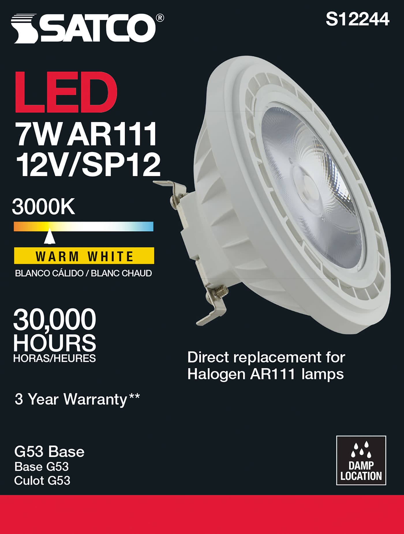 7AR111/LED/830/SP12/12V - S12244