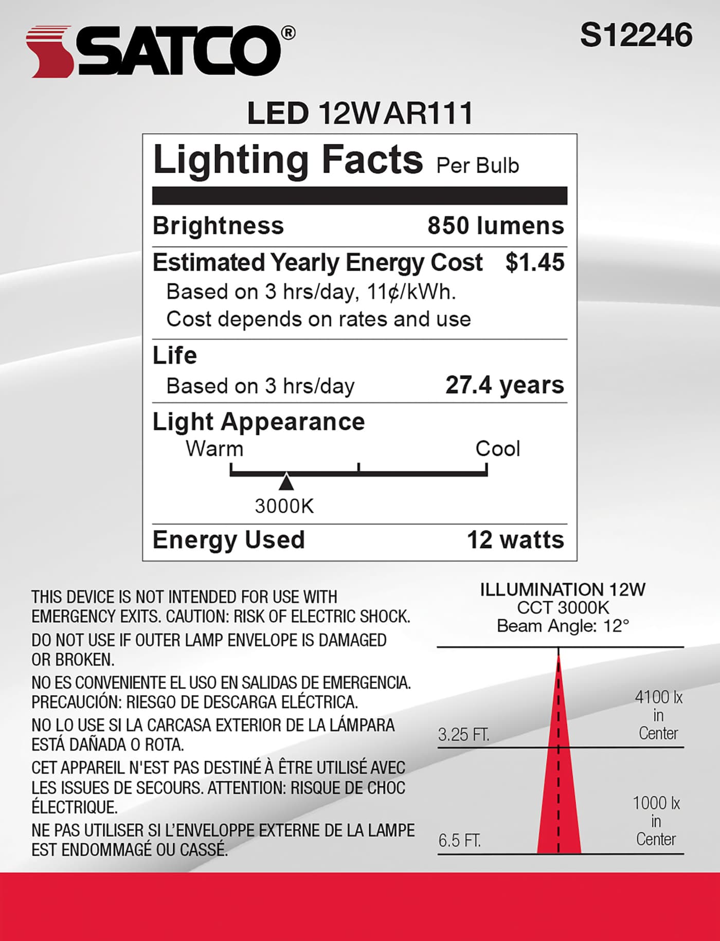 12AR111/LED/830/SP12/12V - S12246