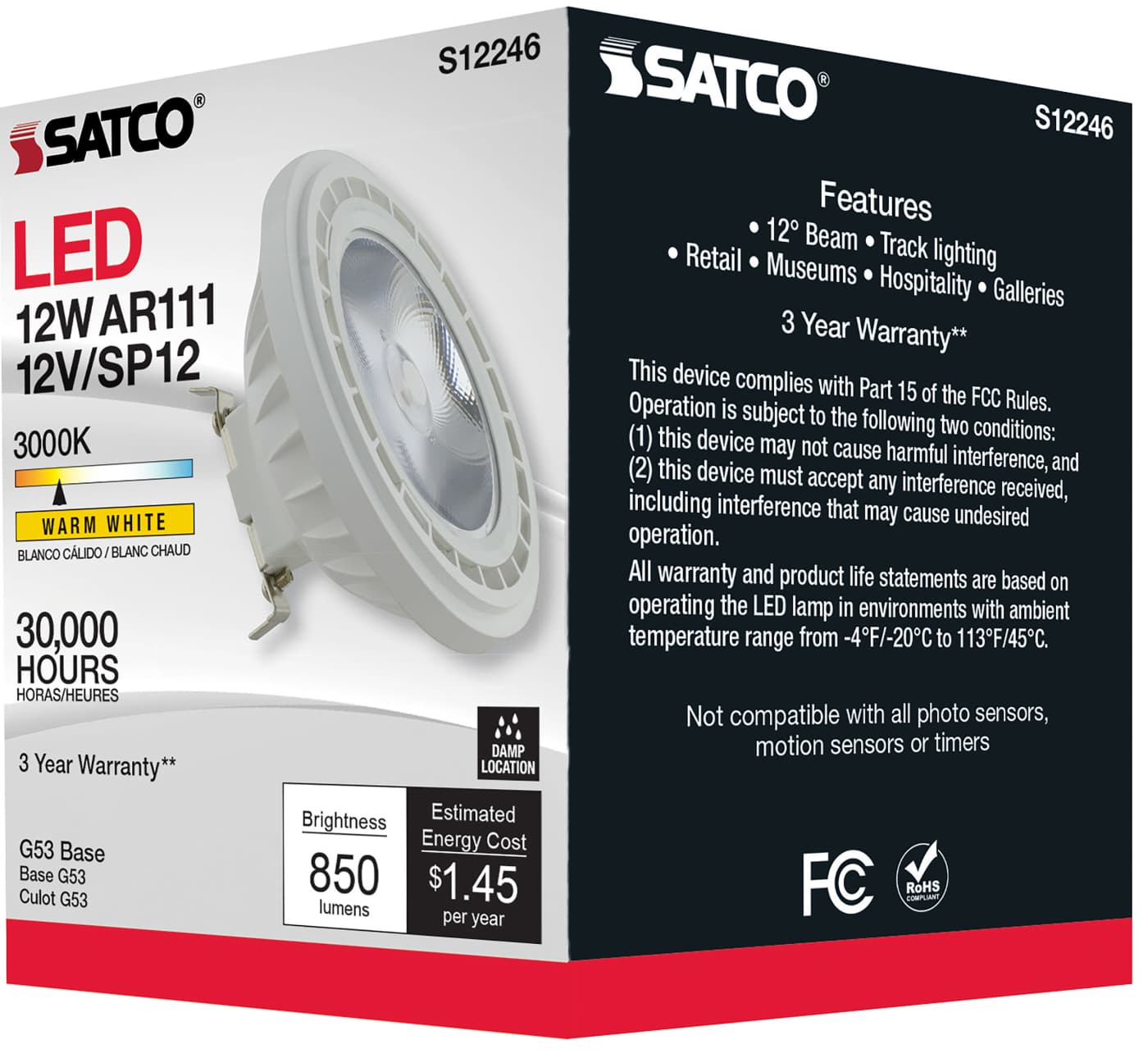 12AR111/LED/830/SP12/12V - S12246