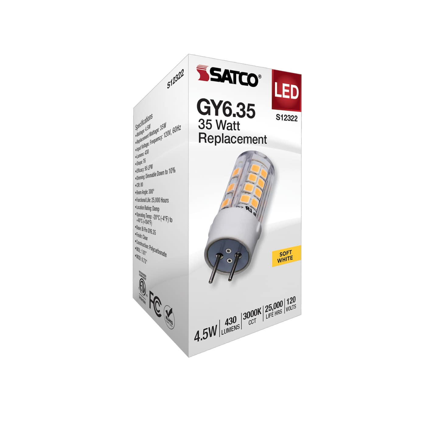 4.5W/LED/GY6.35/CL/830/120V - S12322