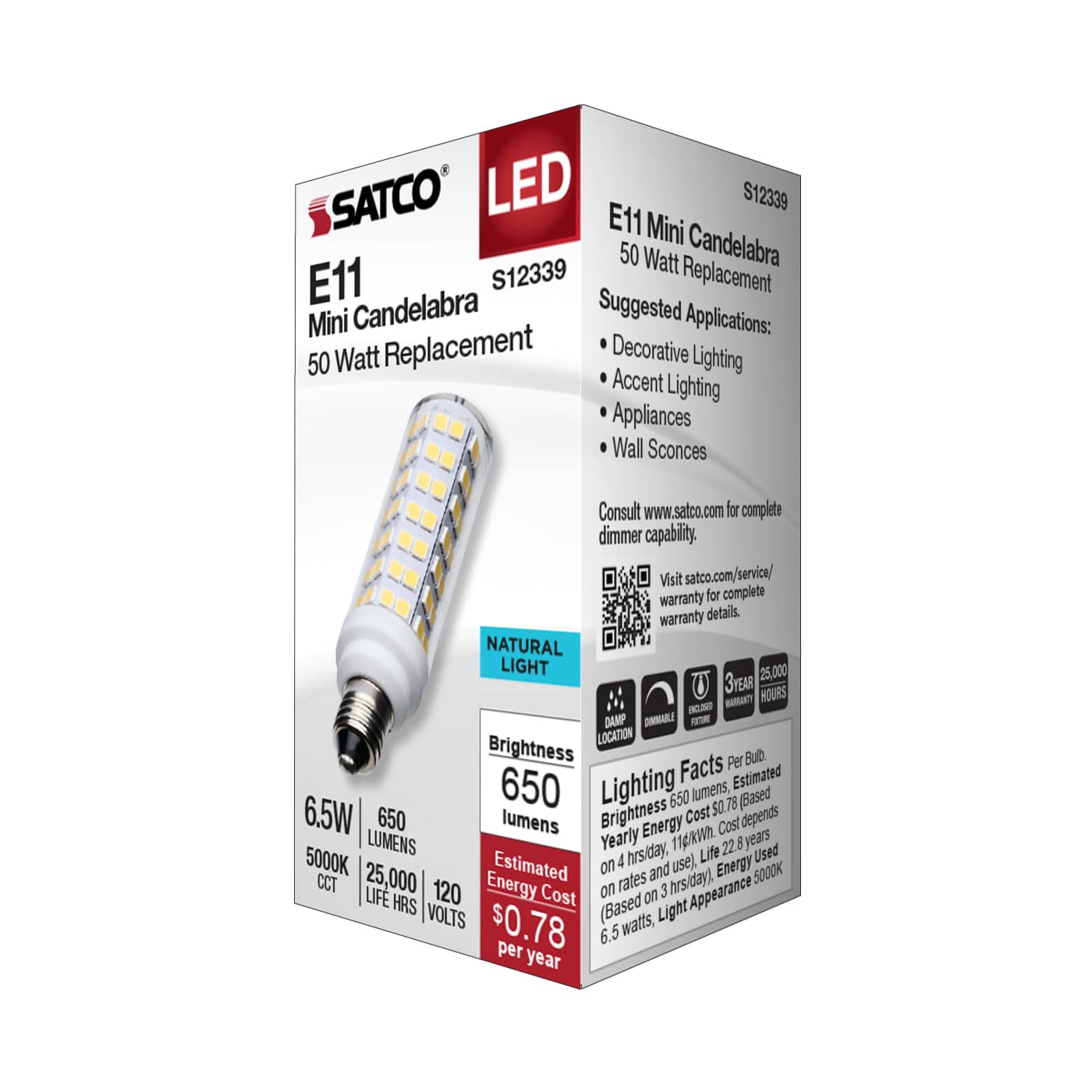 6.5W/LED/E11/CL/850/120V - S12339