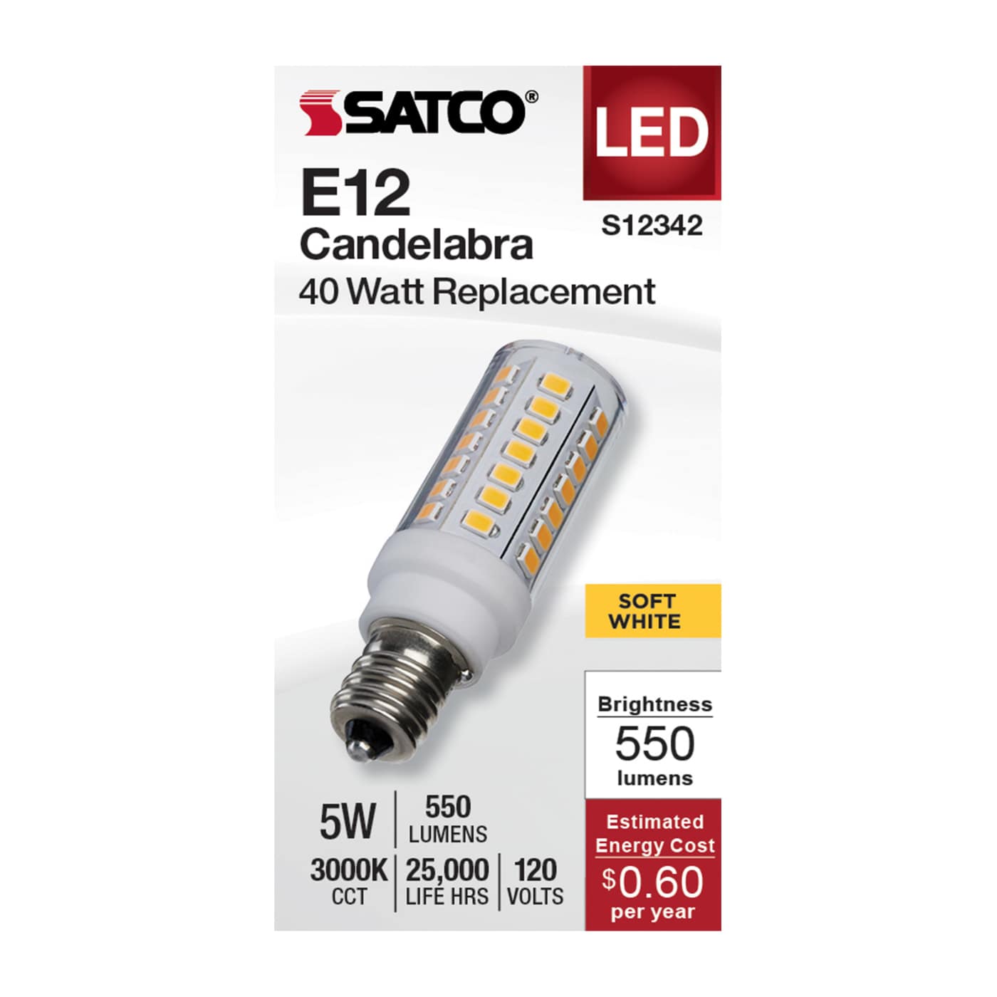 5W/LED/E12/CL/830/120V - S12342