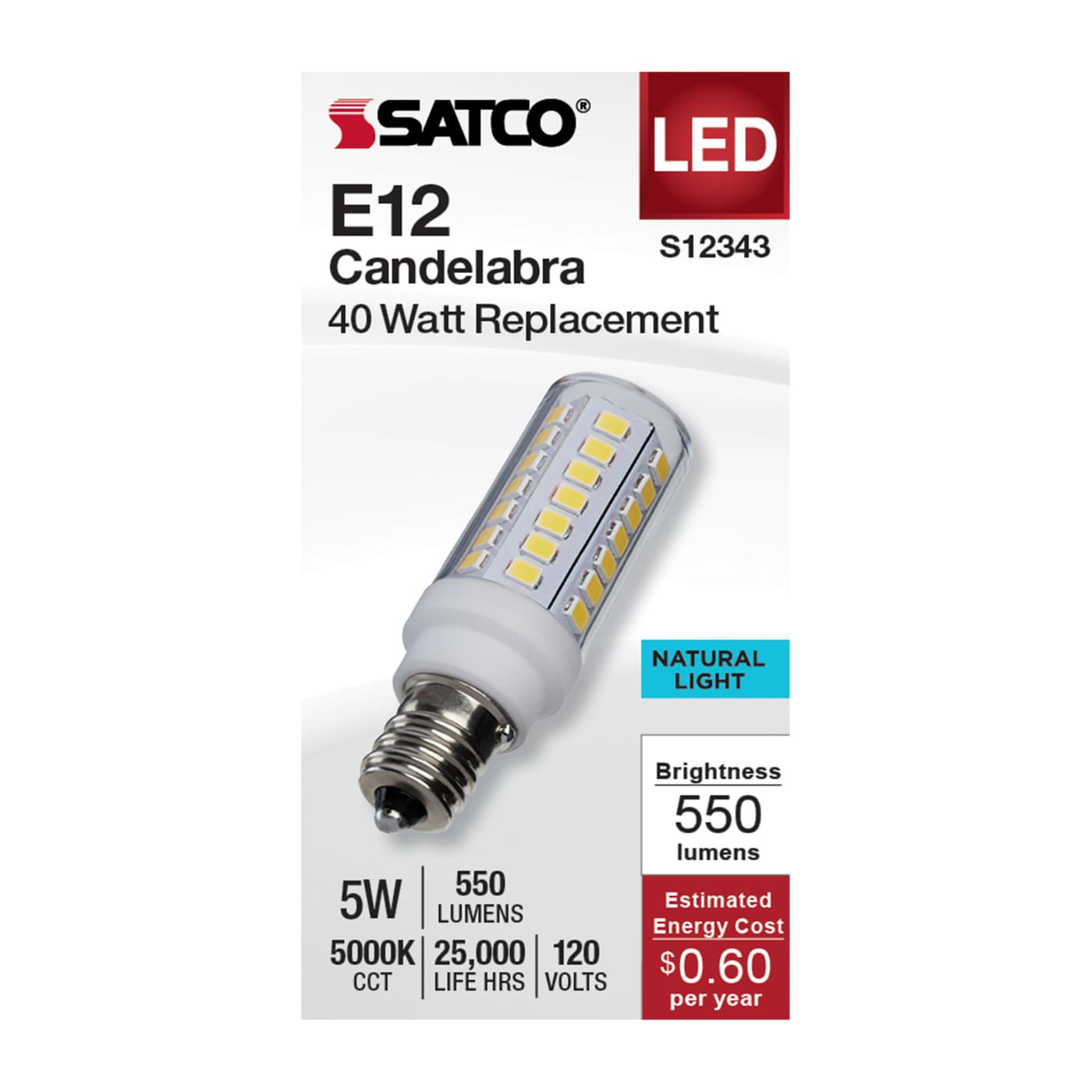 5W/LED/E12/CL/850/120V - S12343