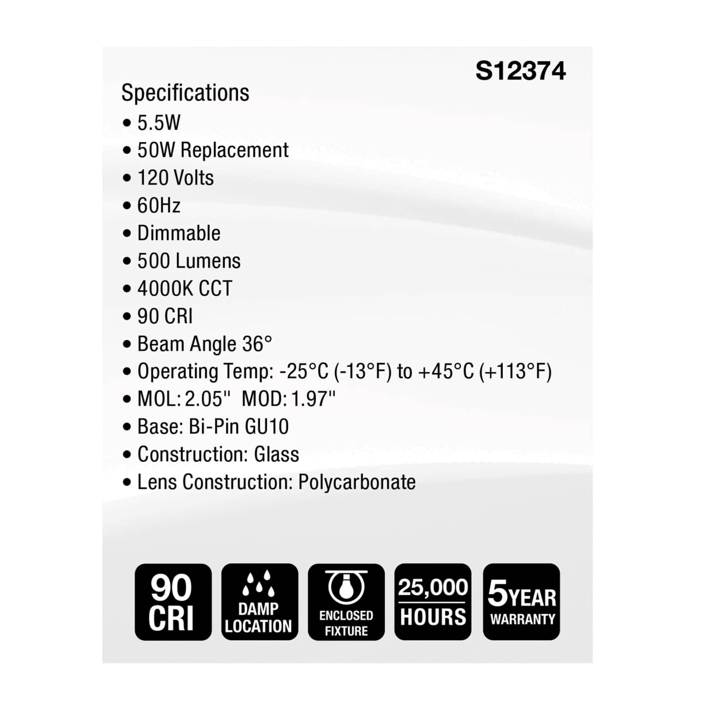 5.5MR16/GB/940/FL36/GU10/120V - S12374