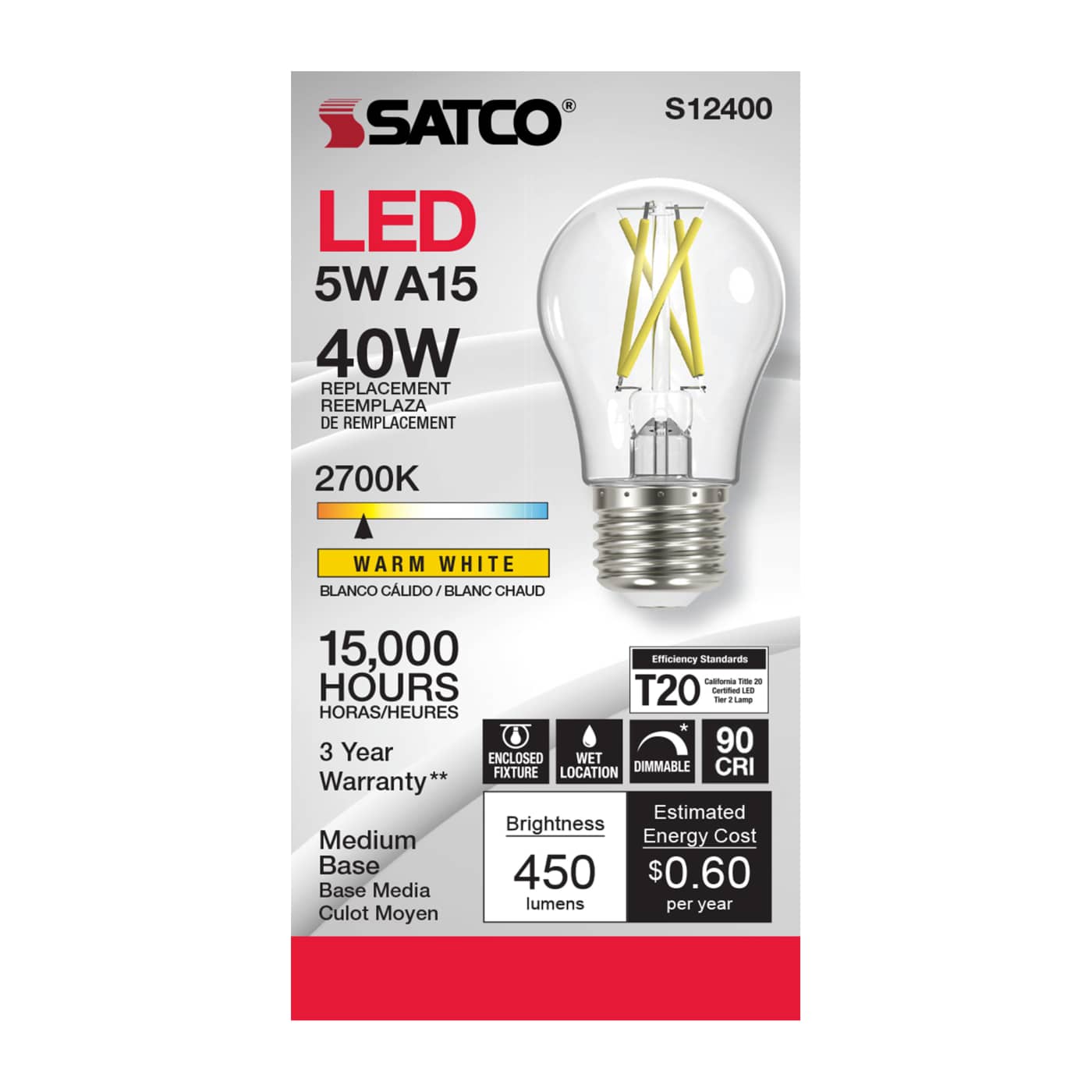 5A15/CL/LED/E26/927/120V - S12400