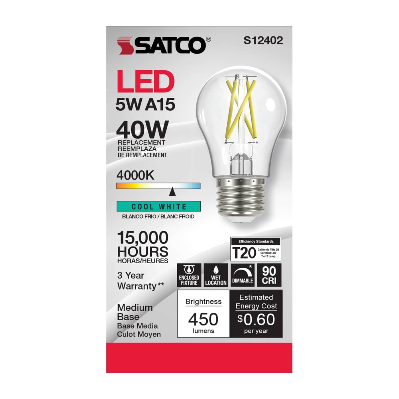 5A15/CL/LED/E26/940/120V - S12402