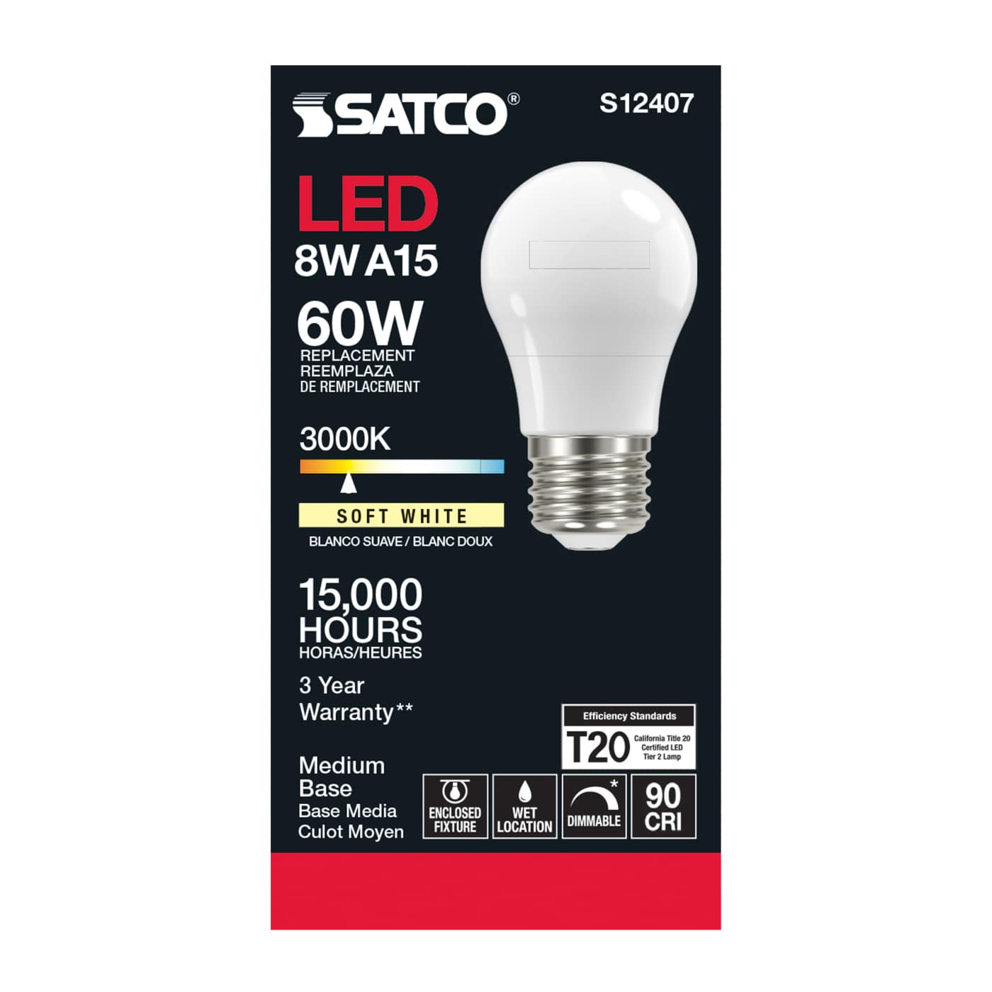 8.2A15/SW/LED/E26/930/120V - S12407