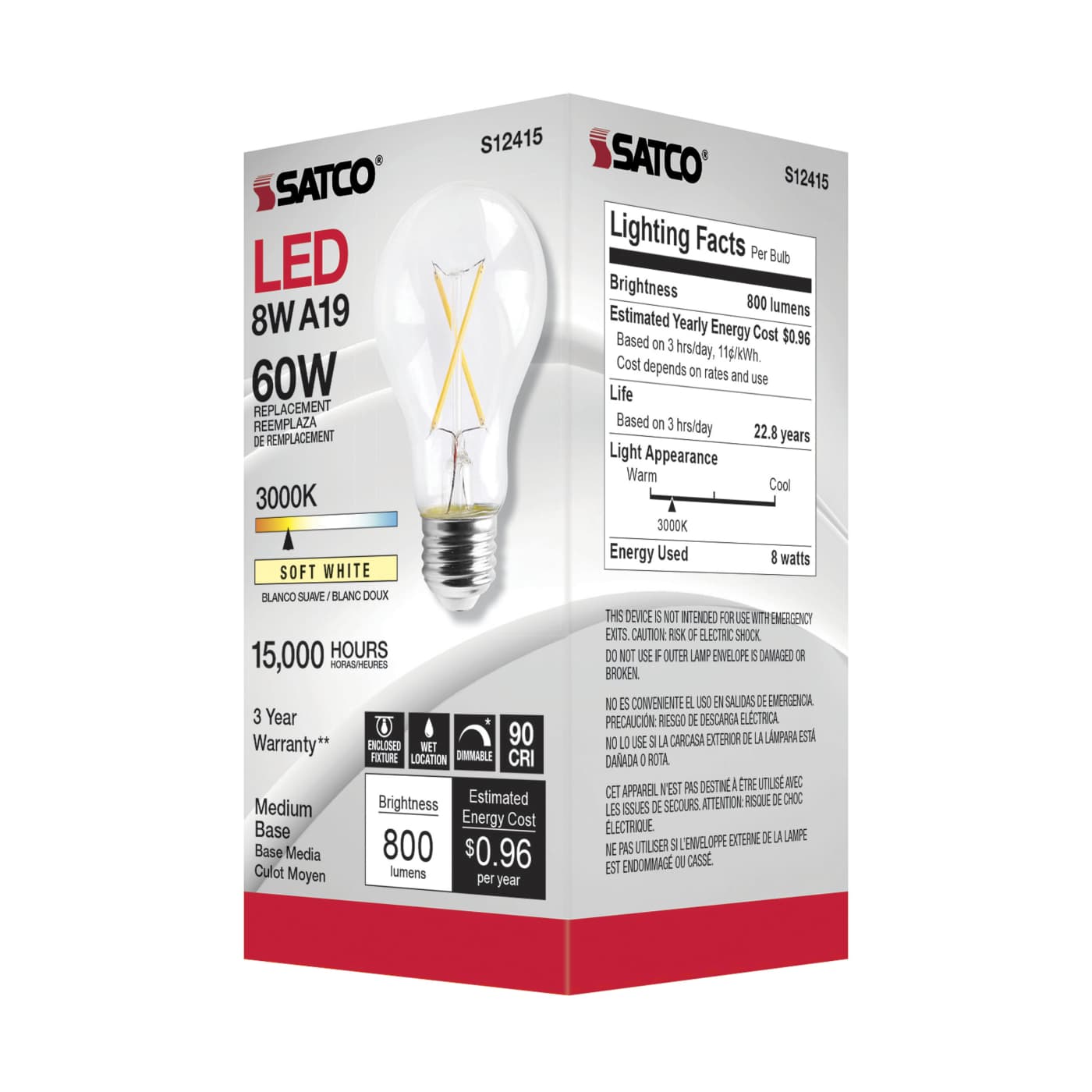 8A19/CL/LED/E26/930/120V - S12415