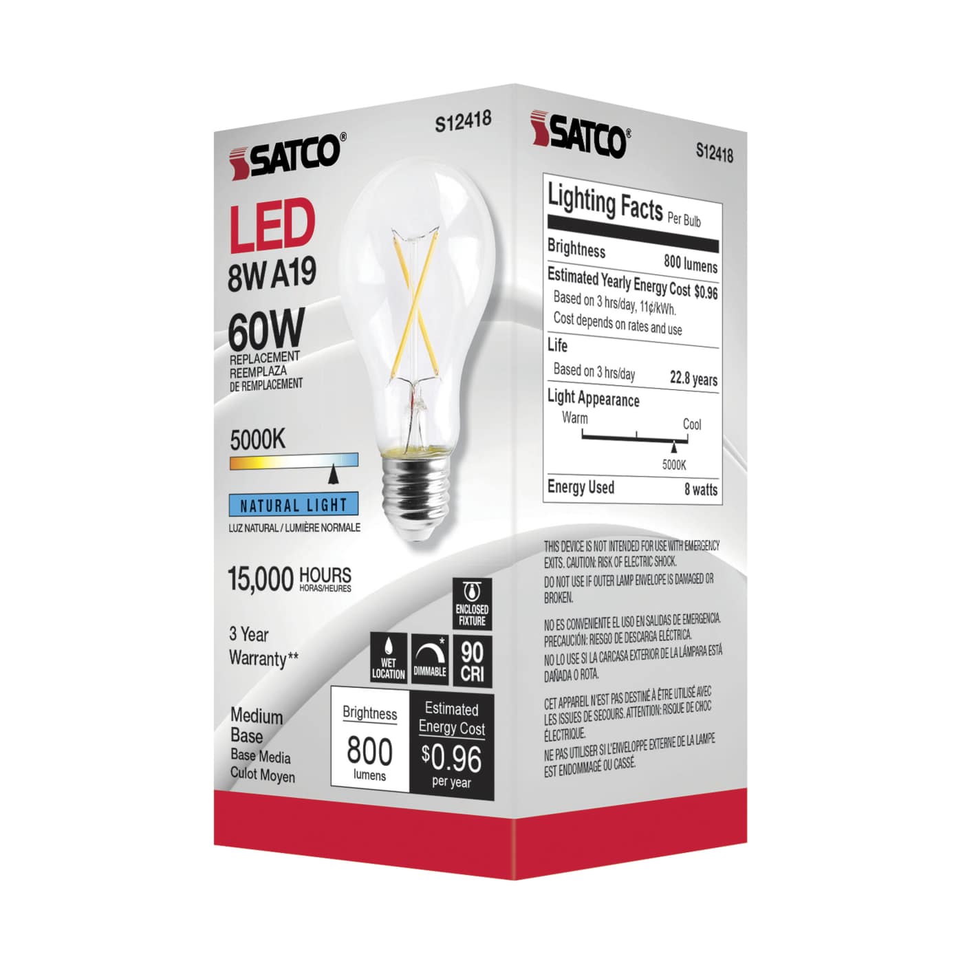 8A19/CL/LED/E26/950/120V - S12418